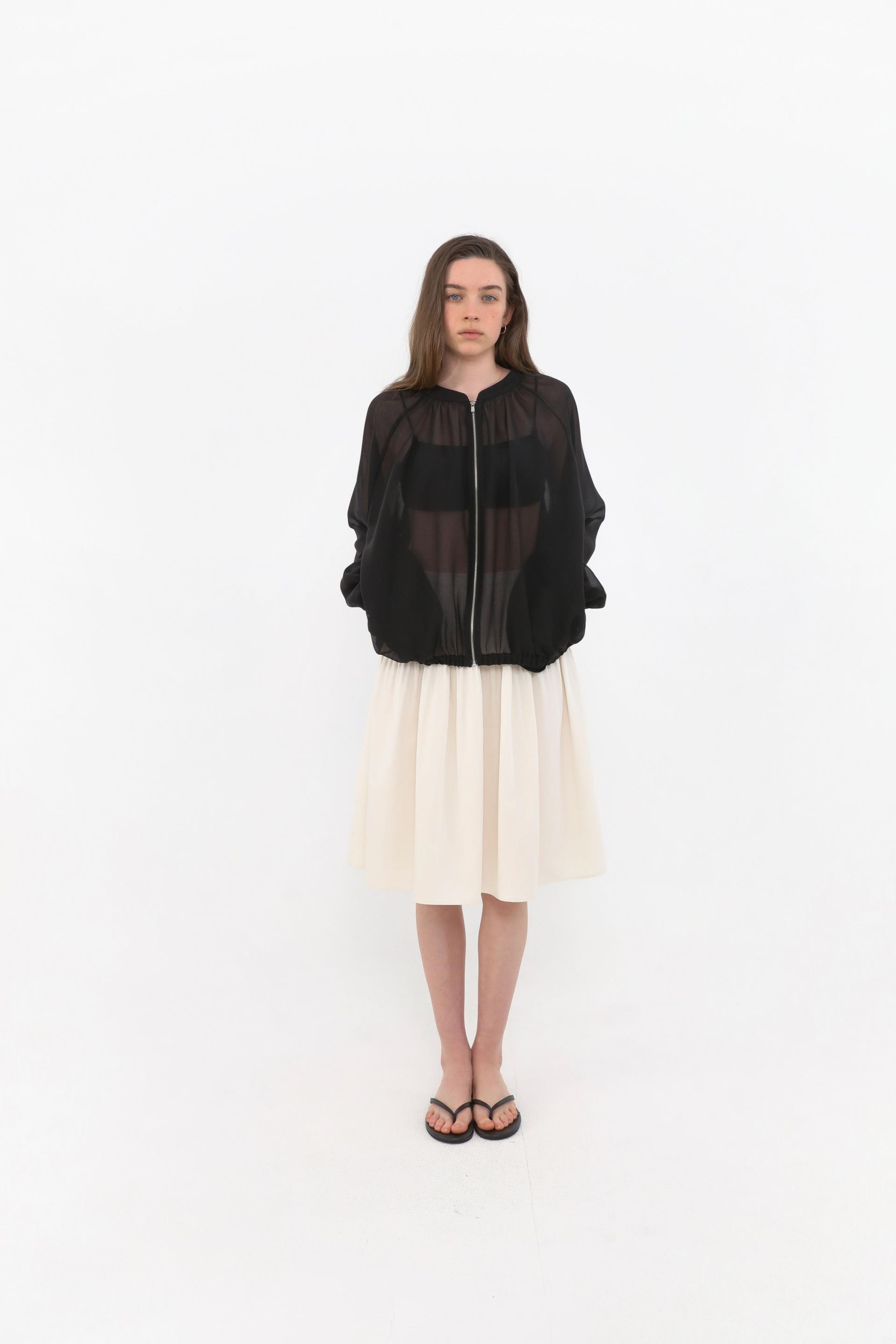 Brill Sheer Shirring Jumper [Black]