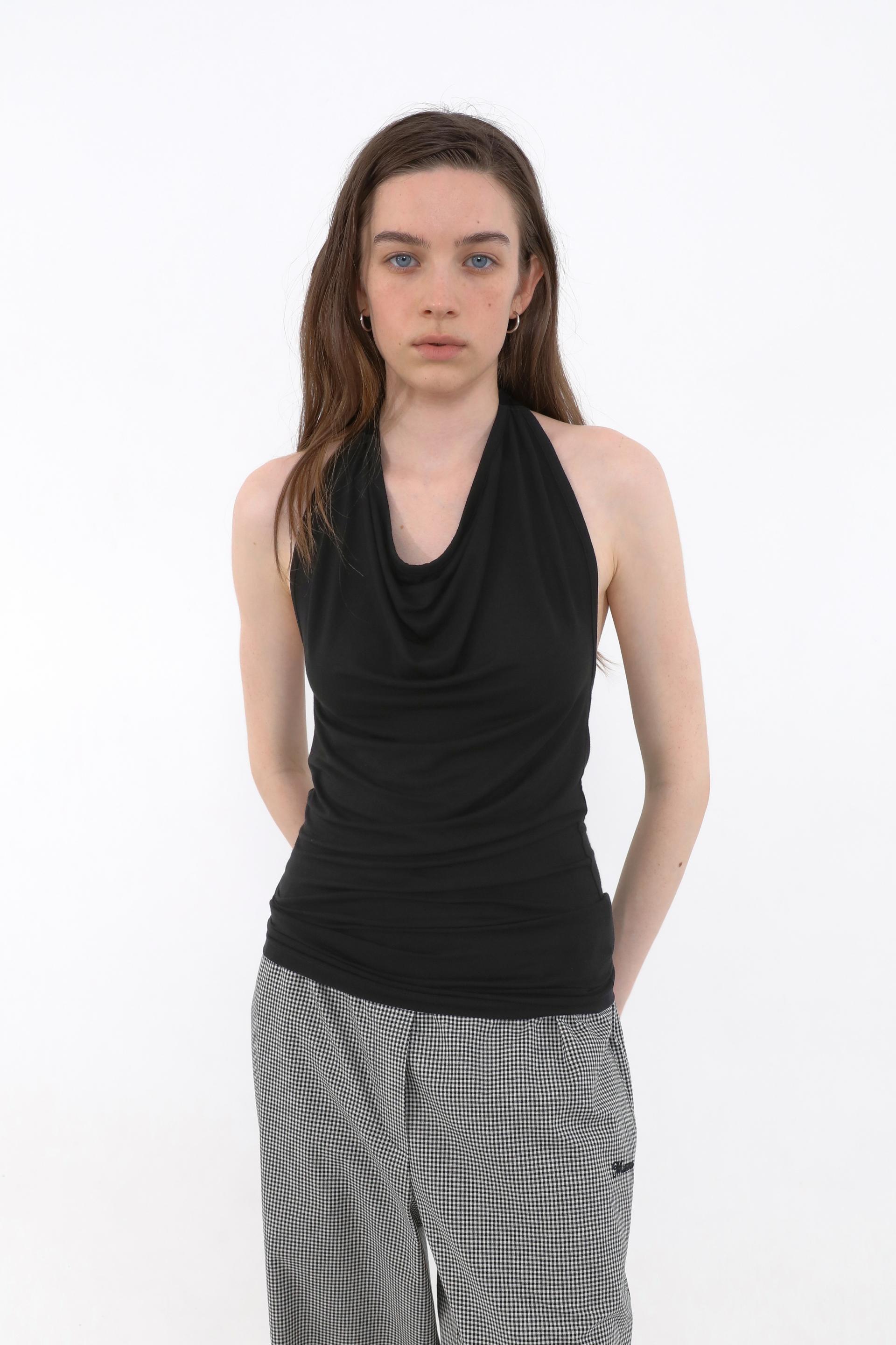 Draped Halterneck Sleeveless [Black]