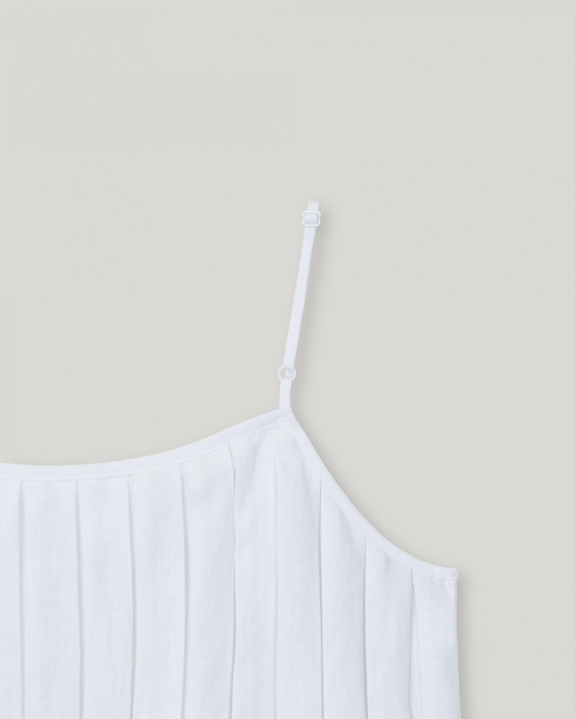 Rosy Pleated Linen Sleeveless [Ivory]