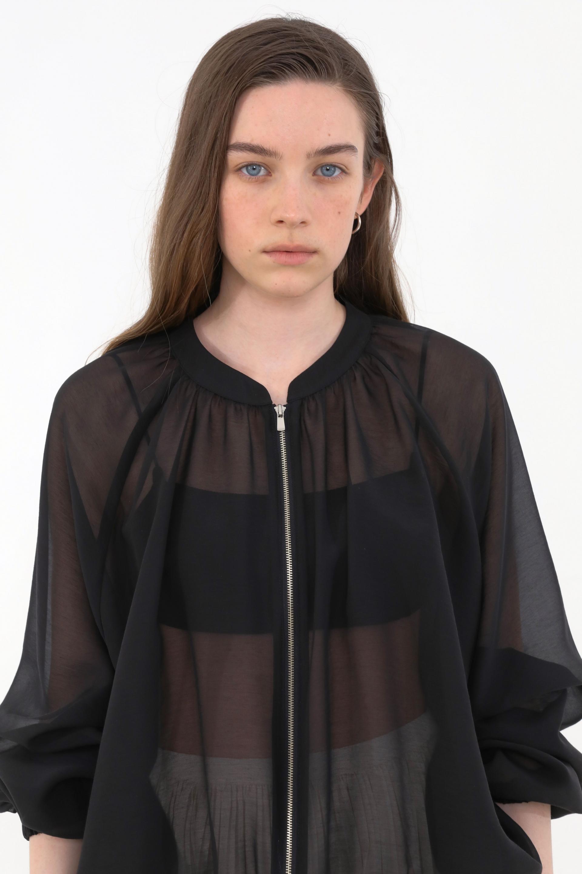 Brill Sheer Shirring Jumper [Black]