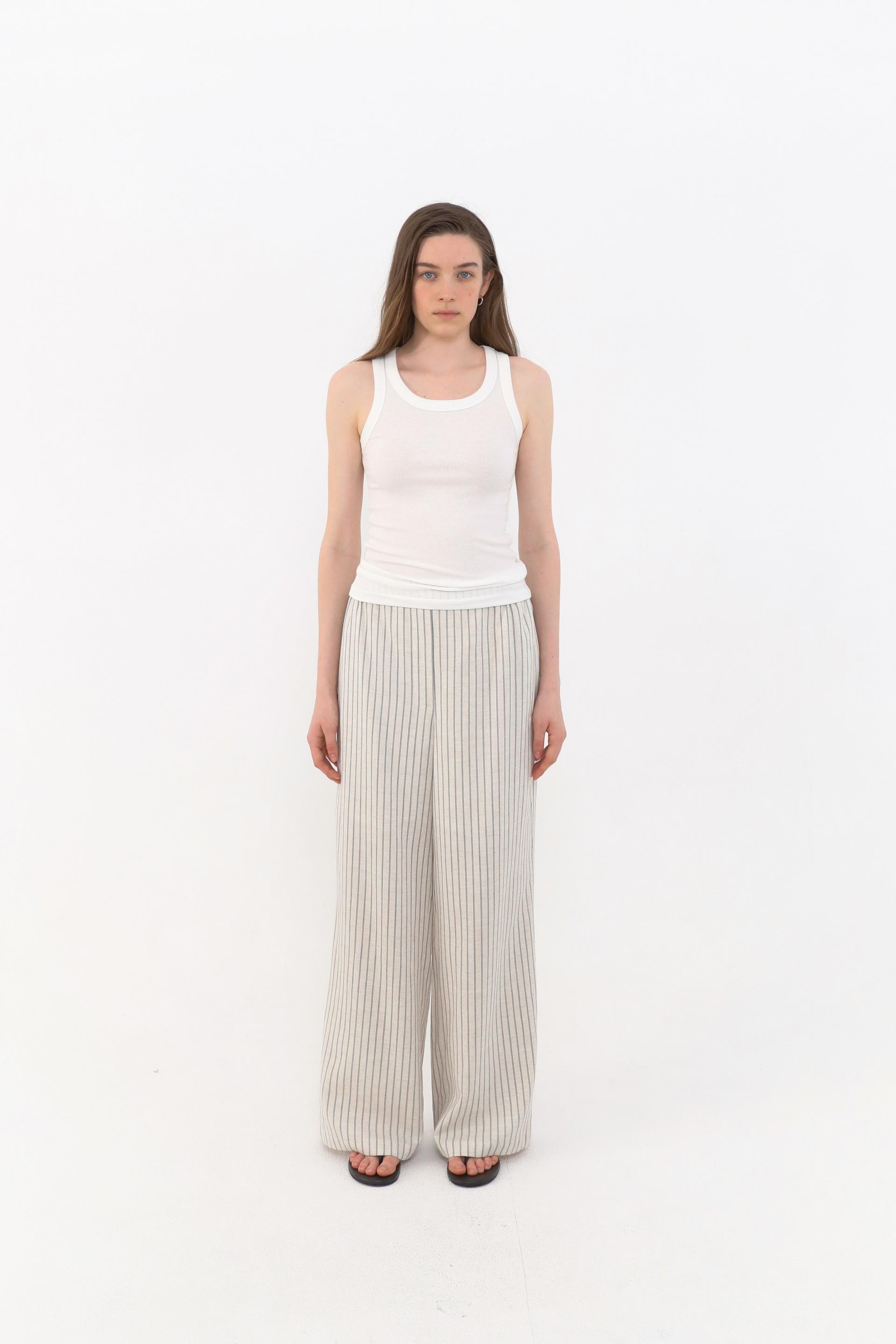 Ver Stripe Linen Pants [Black]