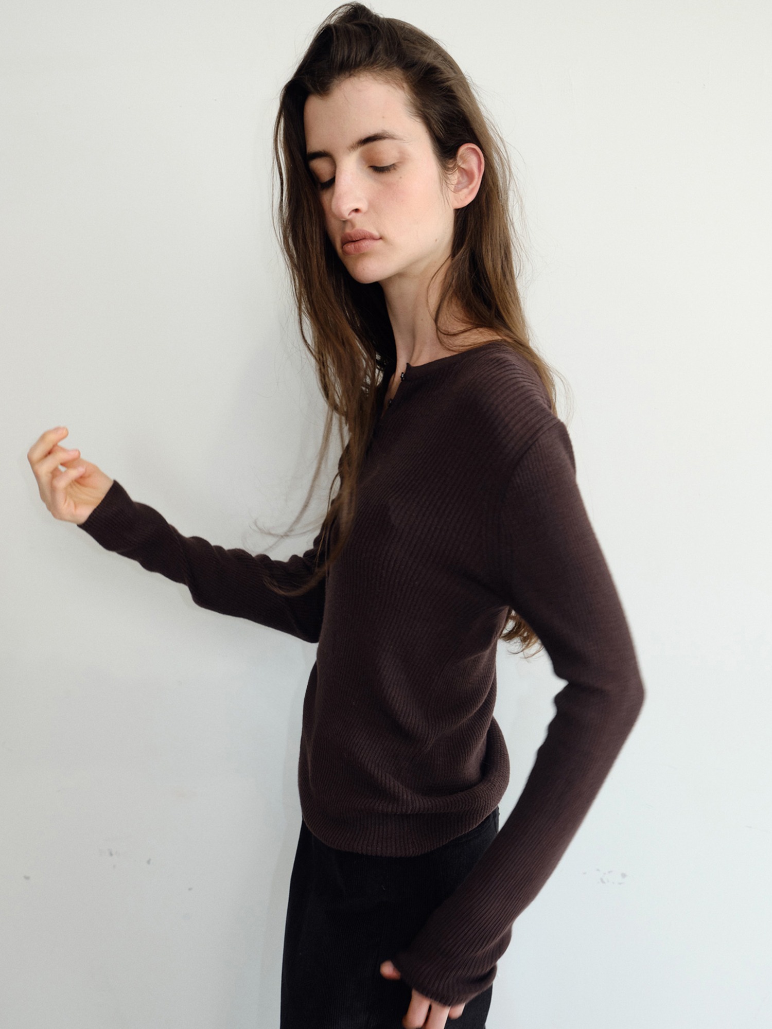 Hale Henley Knit [Brown]