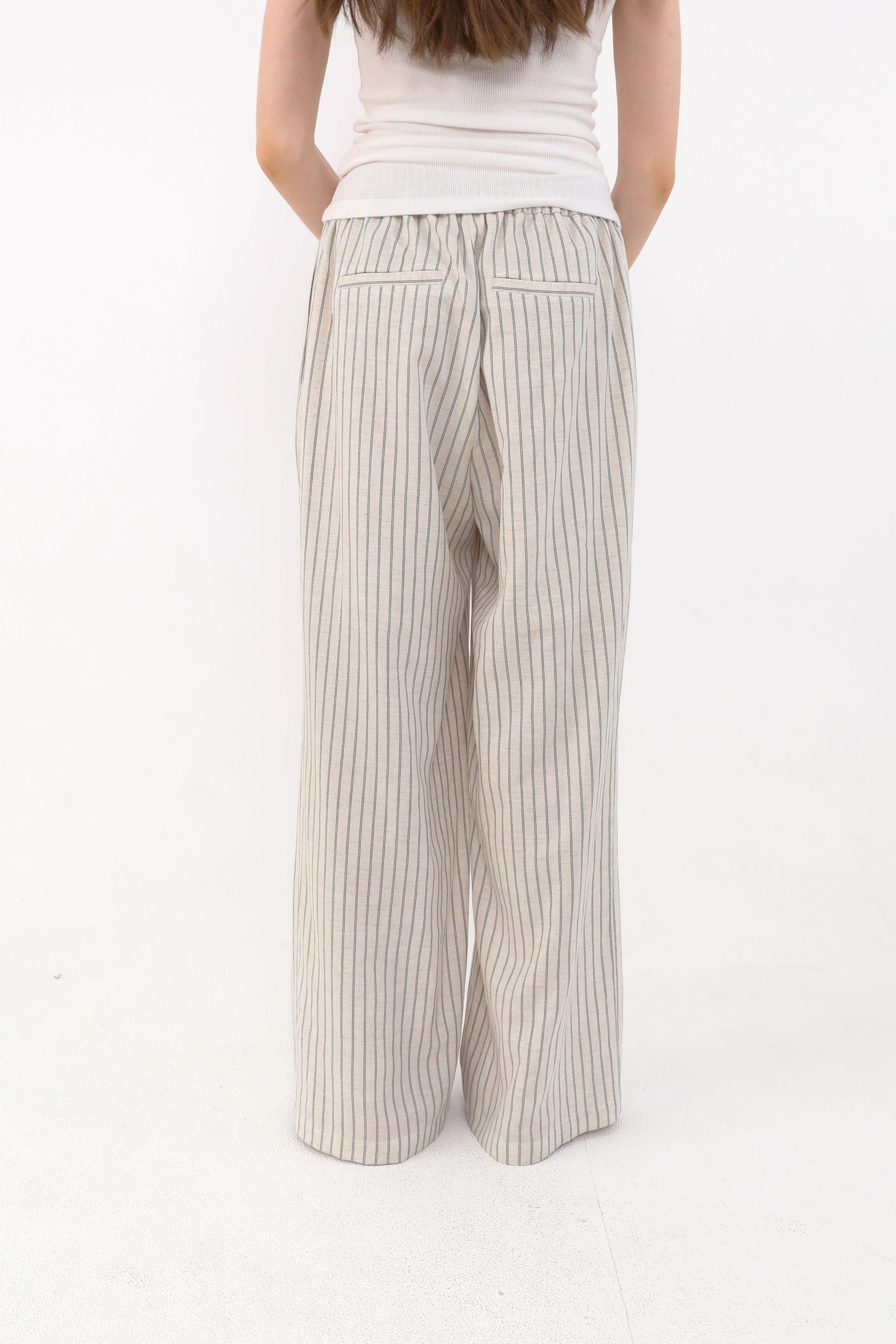 Ver Stripe Linen Pants [Black]