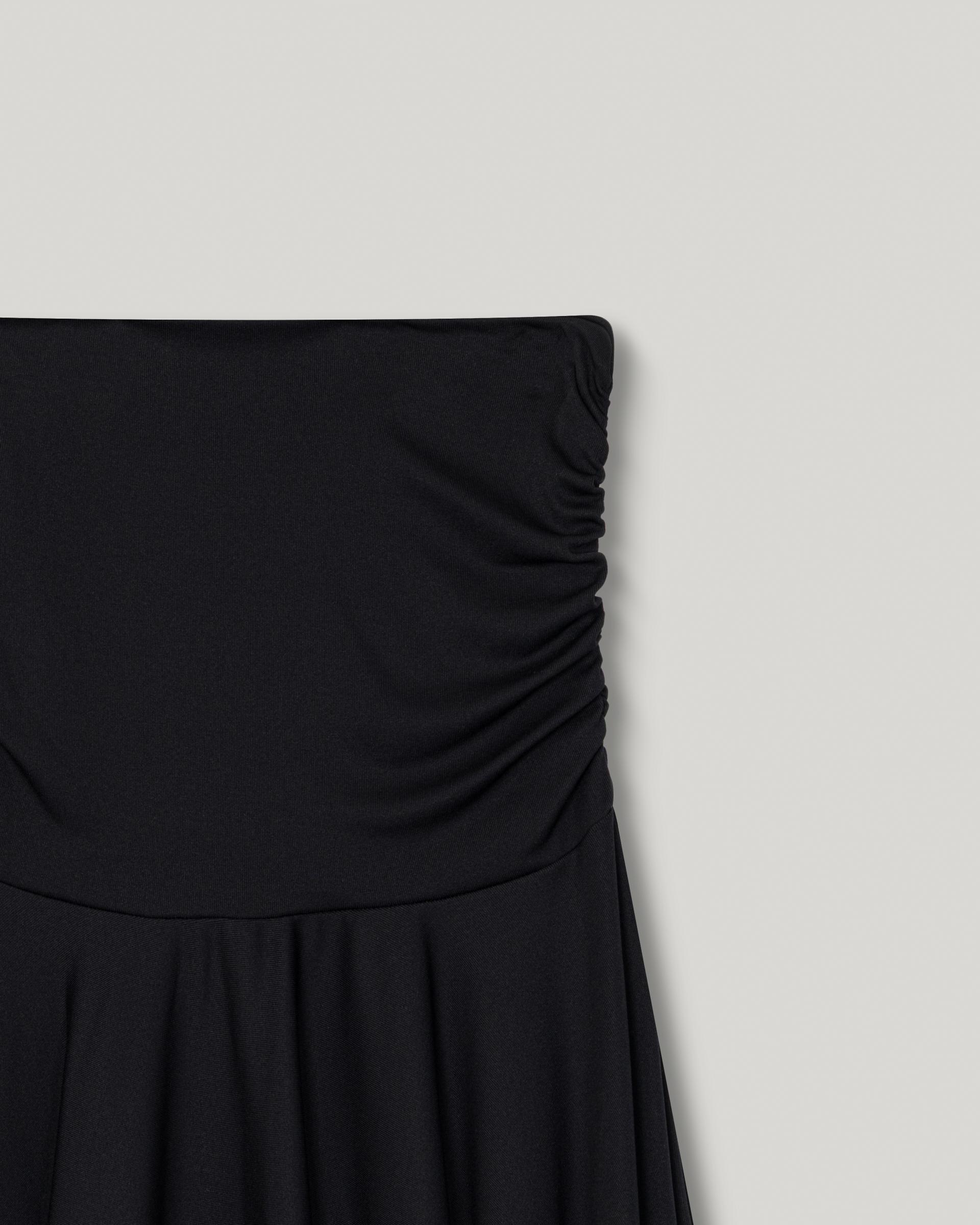 Hane Draped Asymmetric Skirt [Black]