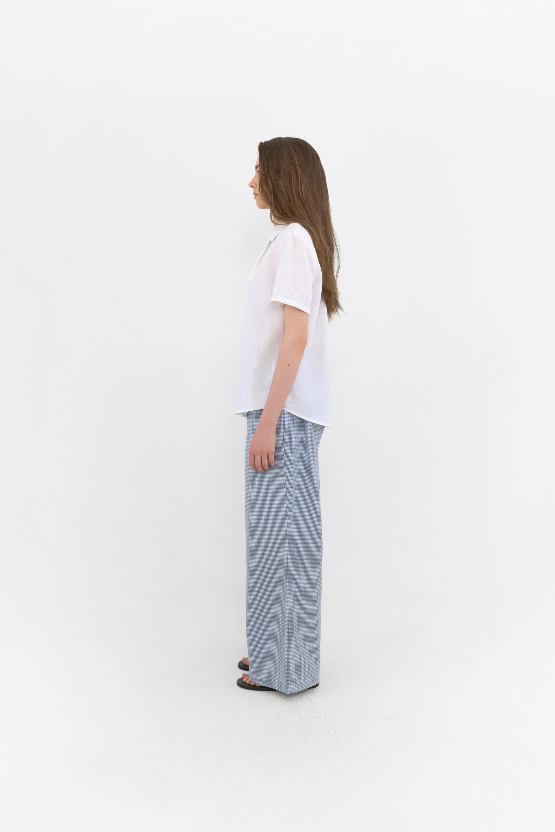 Riel Detail Linen Shirt [Sky Blue]