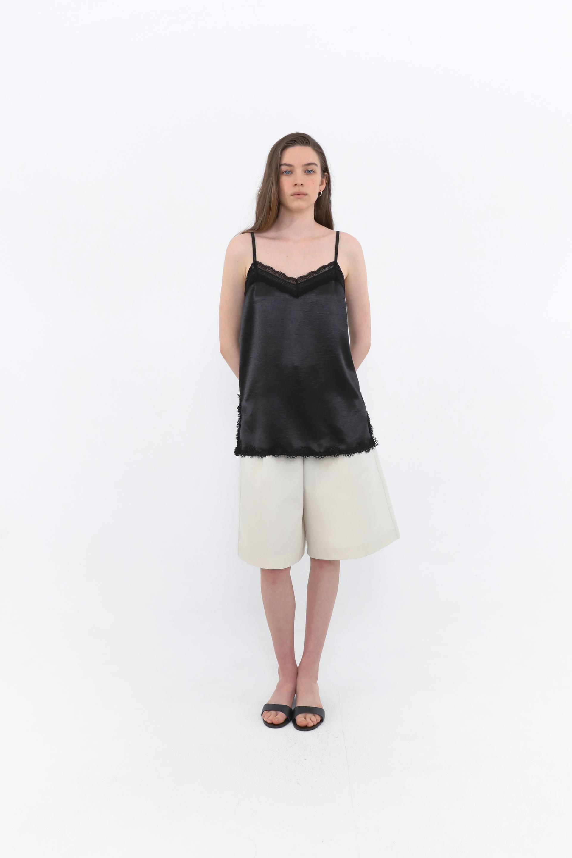 Lace Satin Slip Camisole [Black]