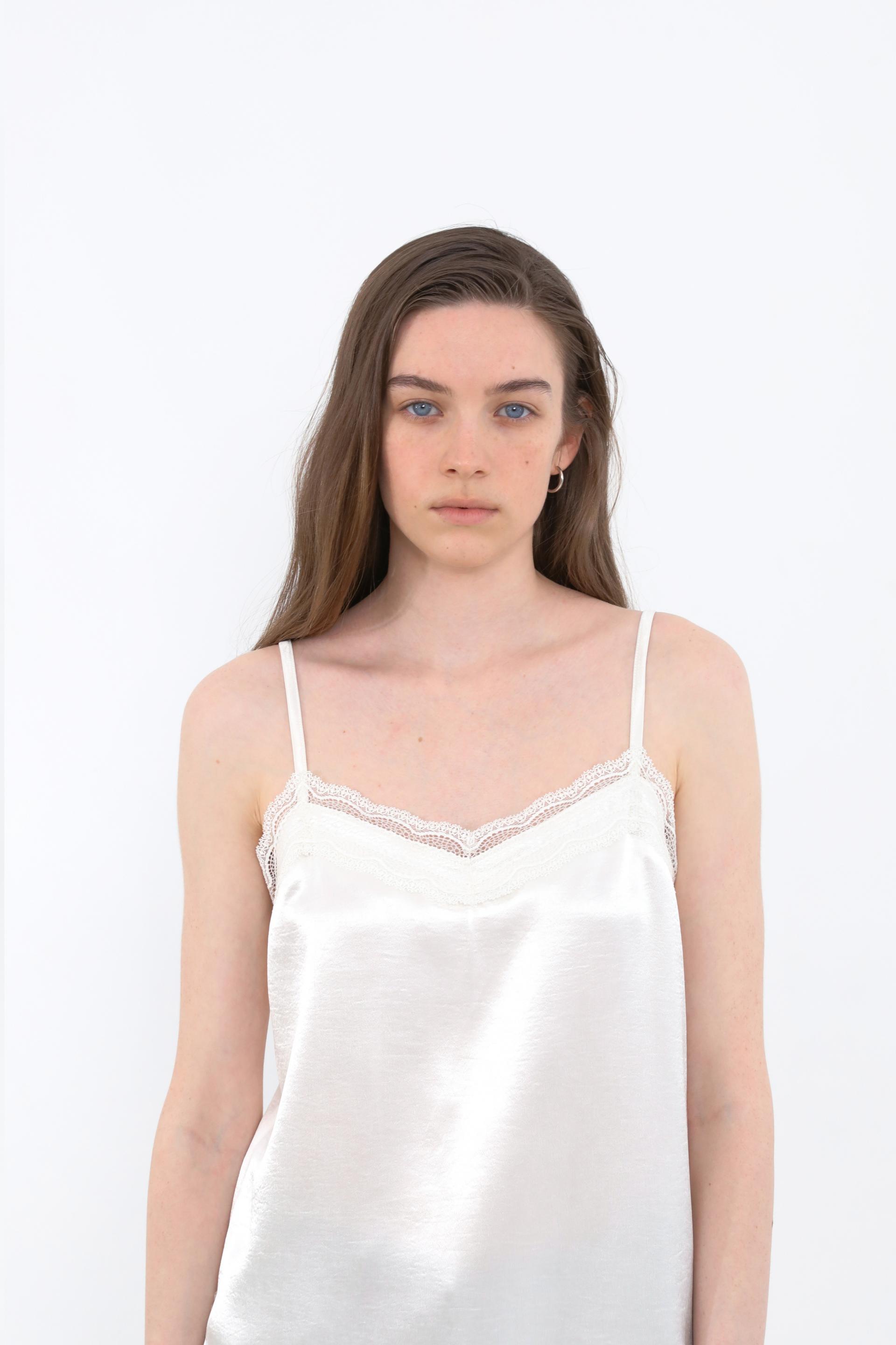 Lace Satin Slip Camisole [Ivory]