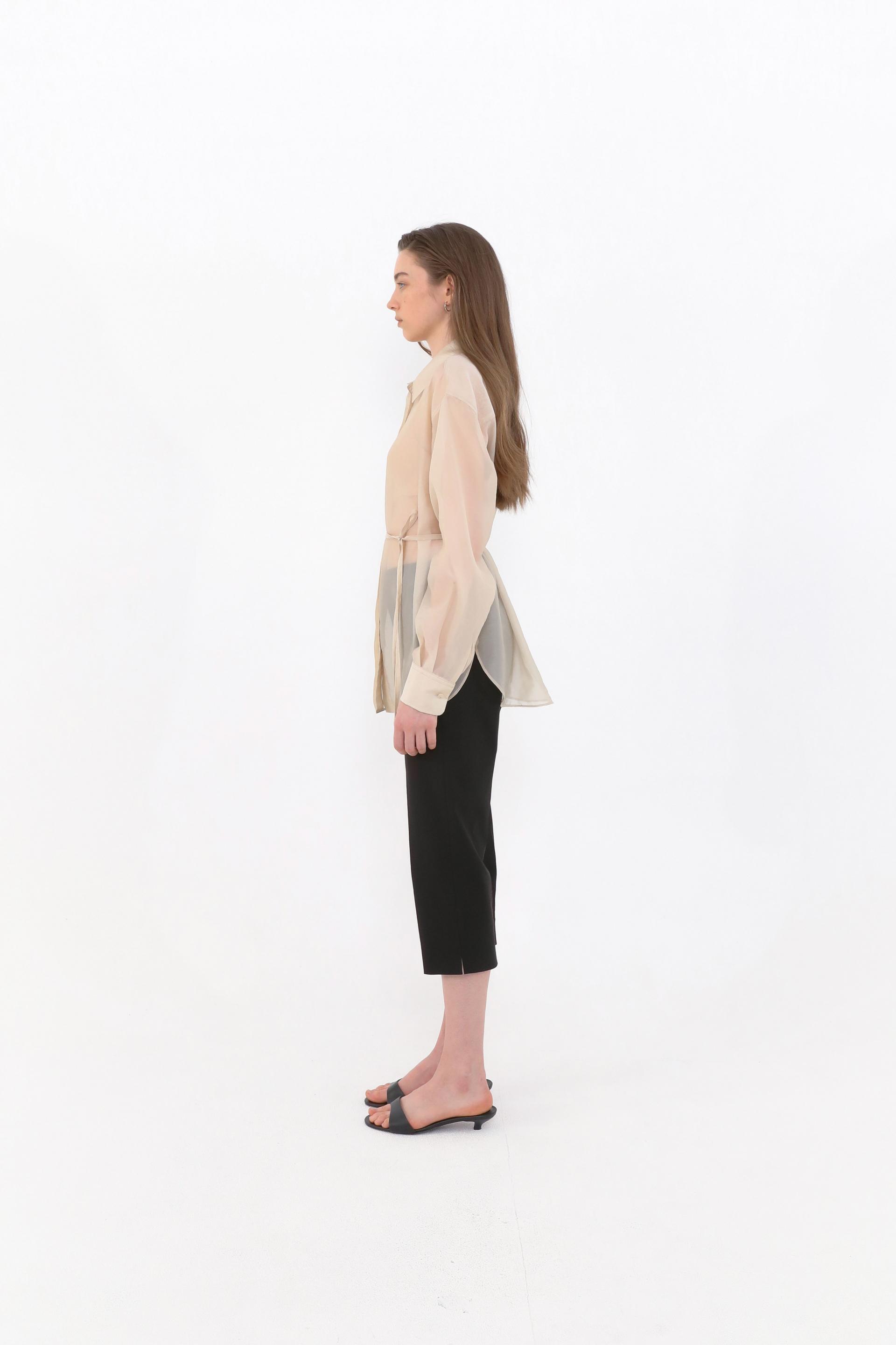 Mare Belted Sheer Blouse [Beige]
