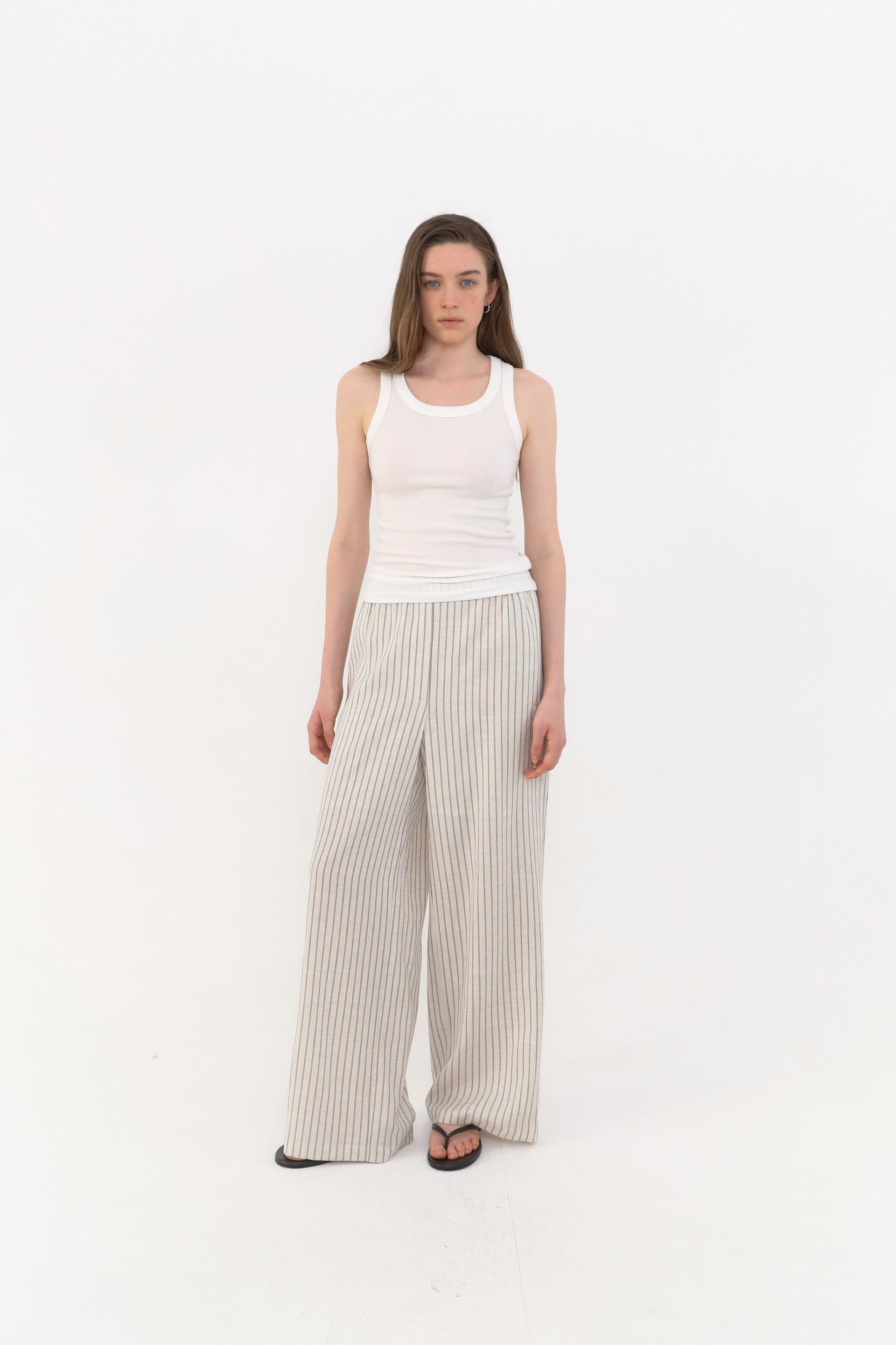 Ver Stripe Linen Pants [Black]