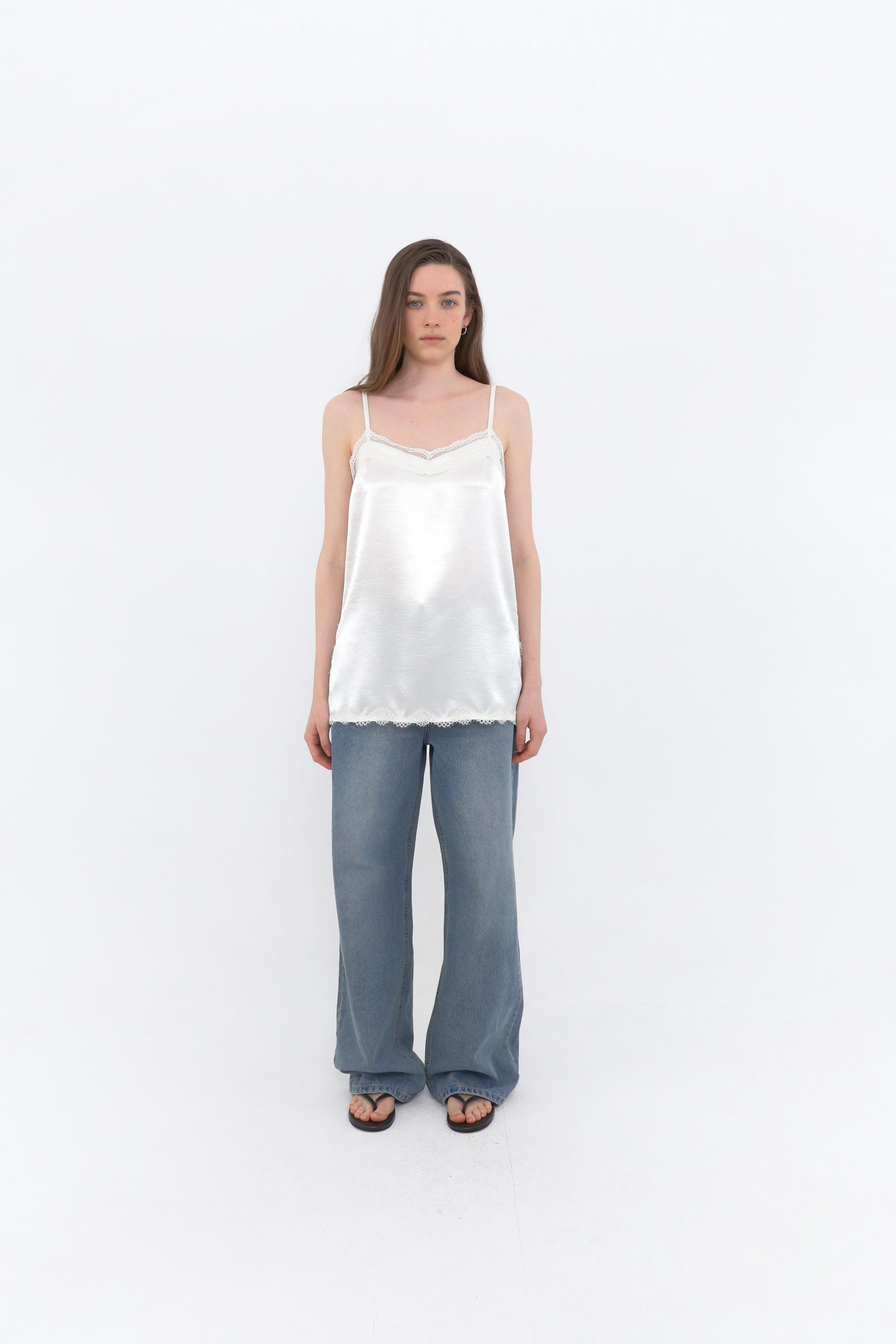 Lace Satin Slip Camisole [Ivory]