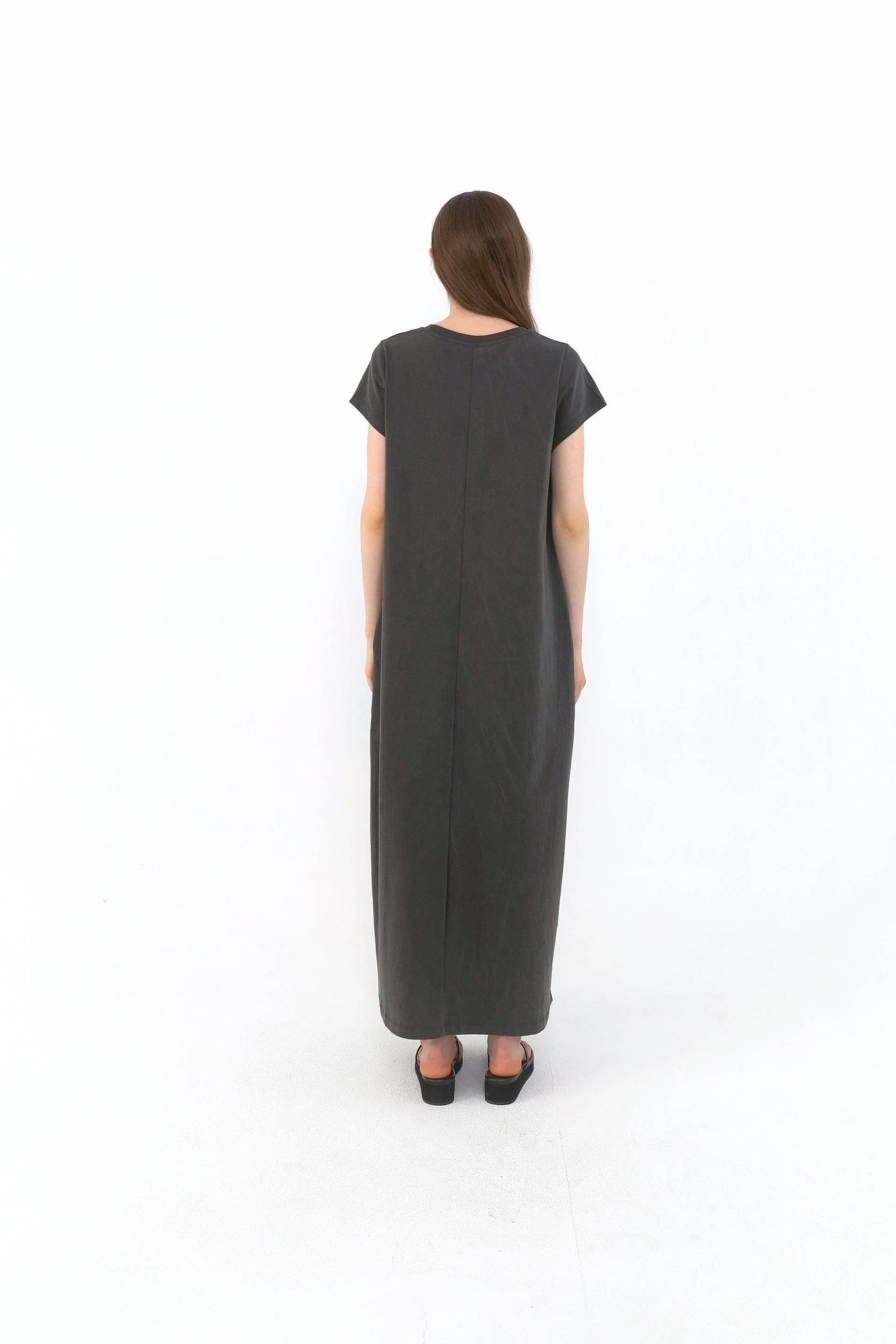 Margarine Pigment Cotton Dress [Charcoal]