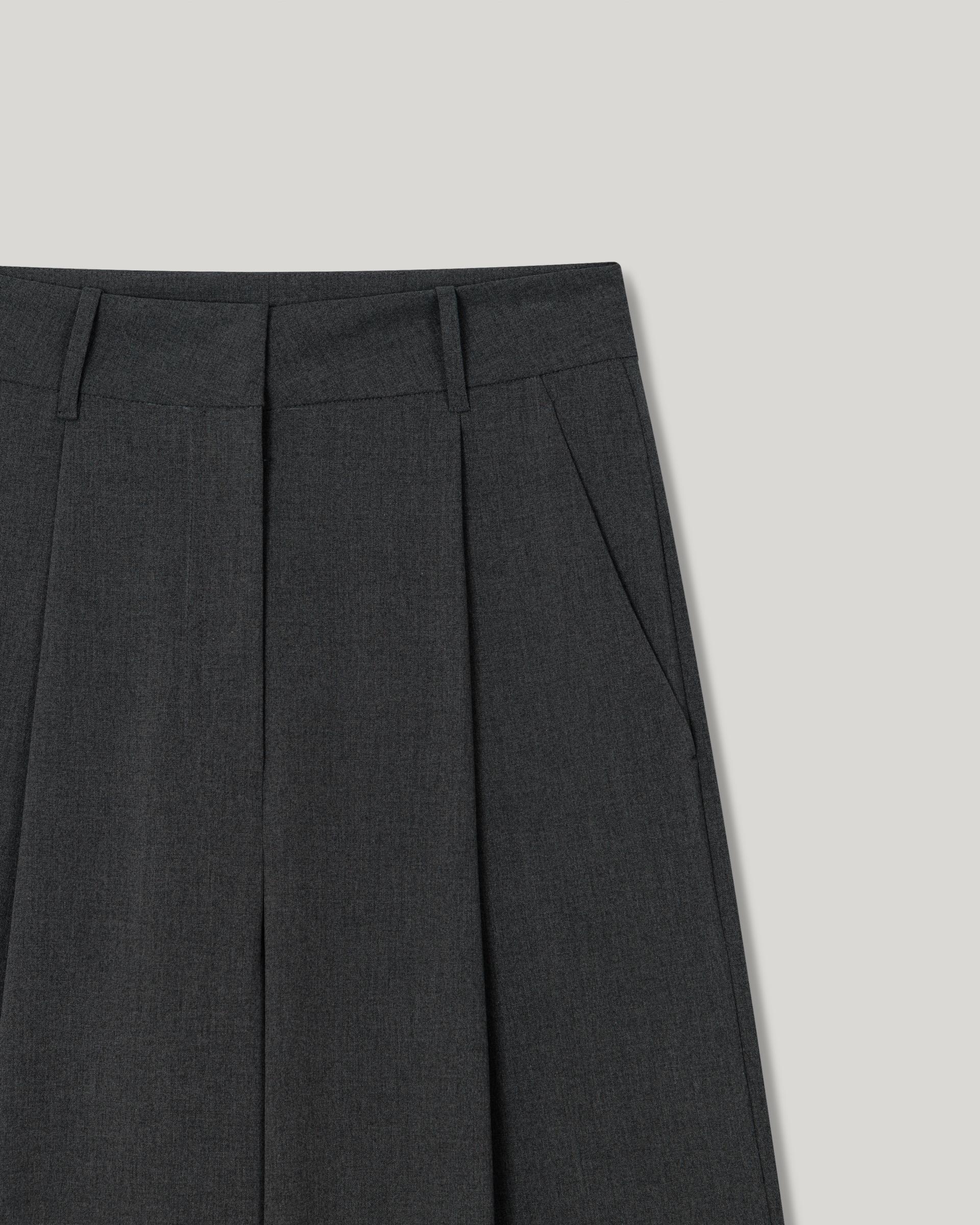 Grove Wool Wide Slacks [Gray]