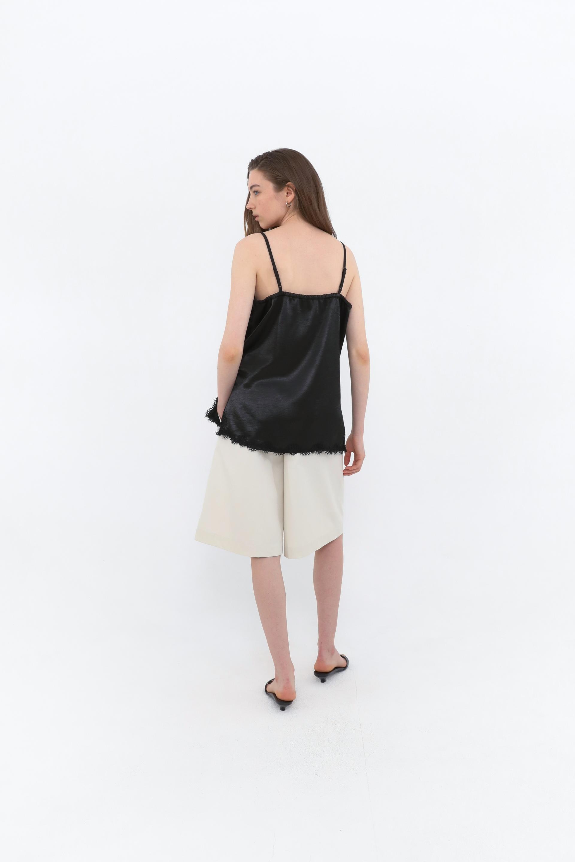 Lace Satin Slip Camisole [Black]