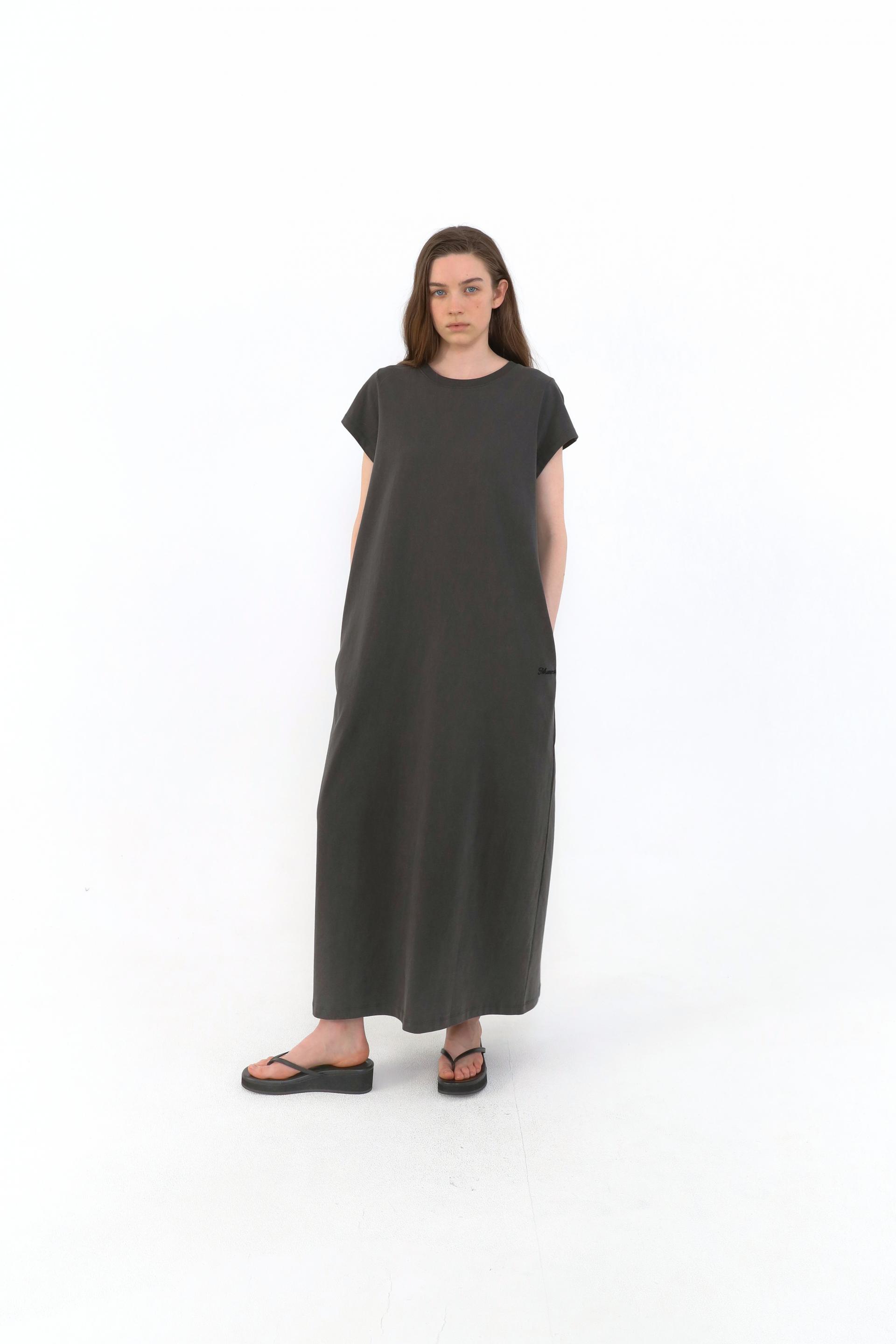 Margarine Pigment Cotton Dress [Charcoal]