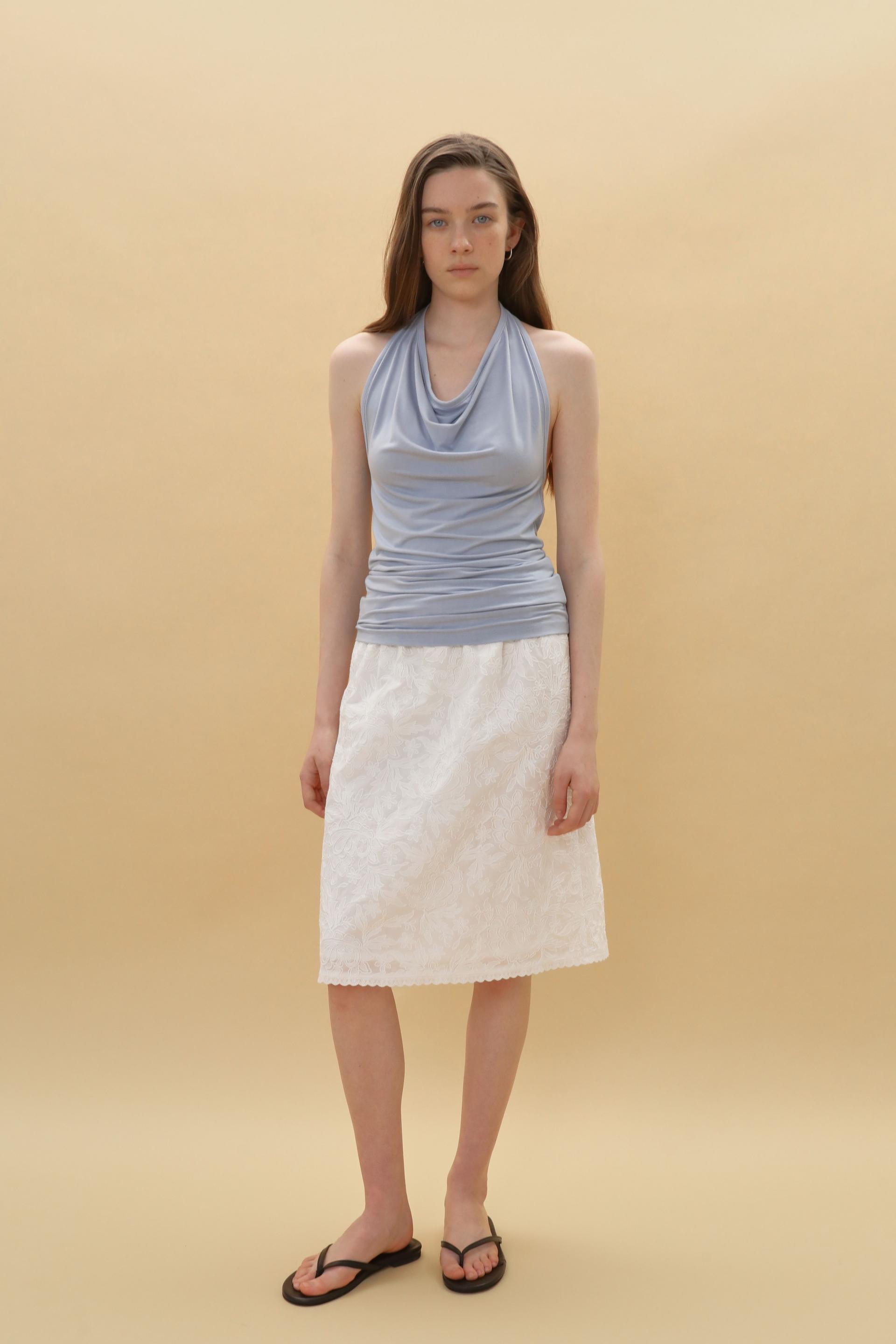 Eyelet Flower Pattern Skirt [Ivory]