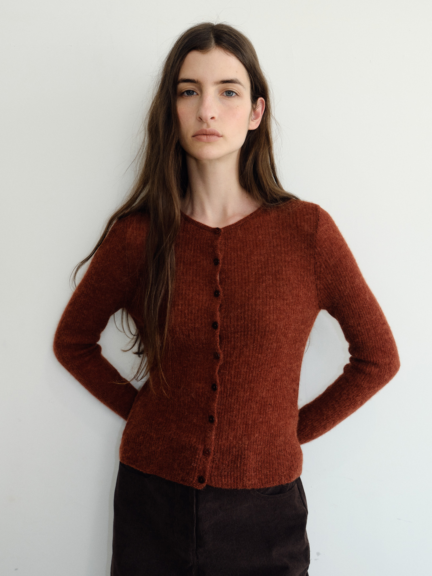 Elio Wool Knit Cardigan [Red]