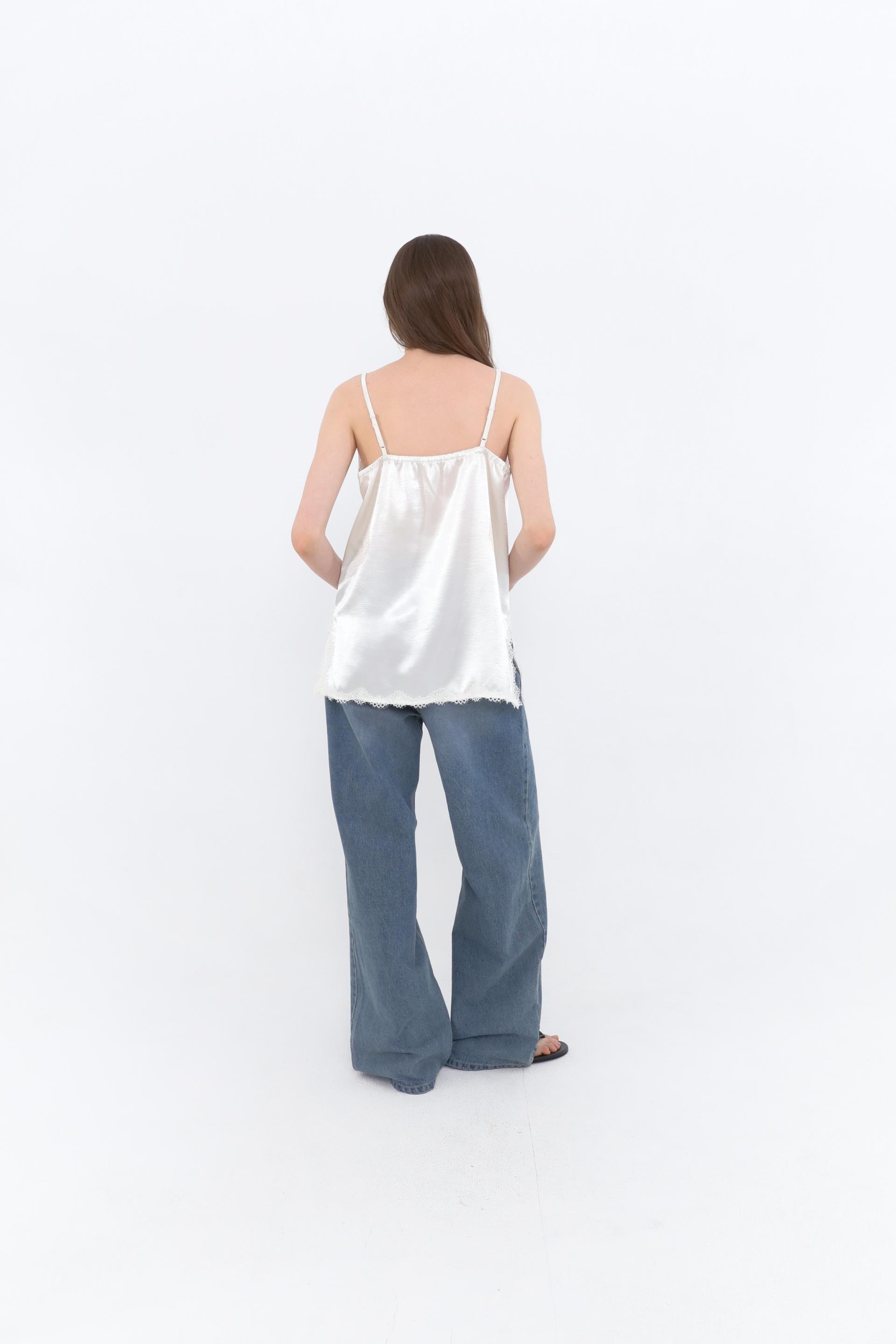 Lace Satin Slip Camisole [Ivory]