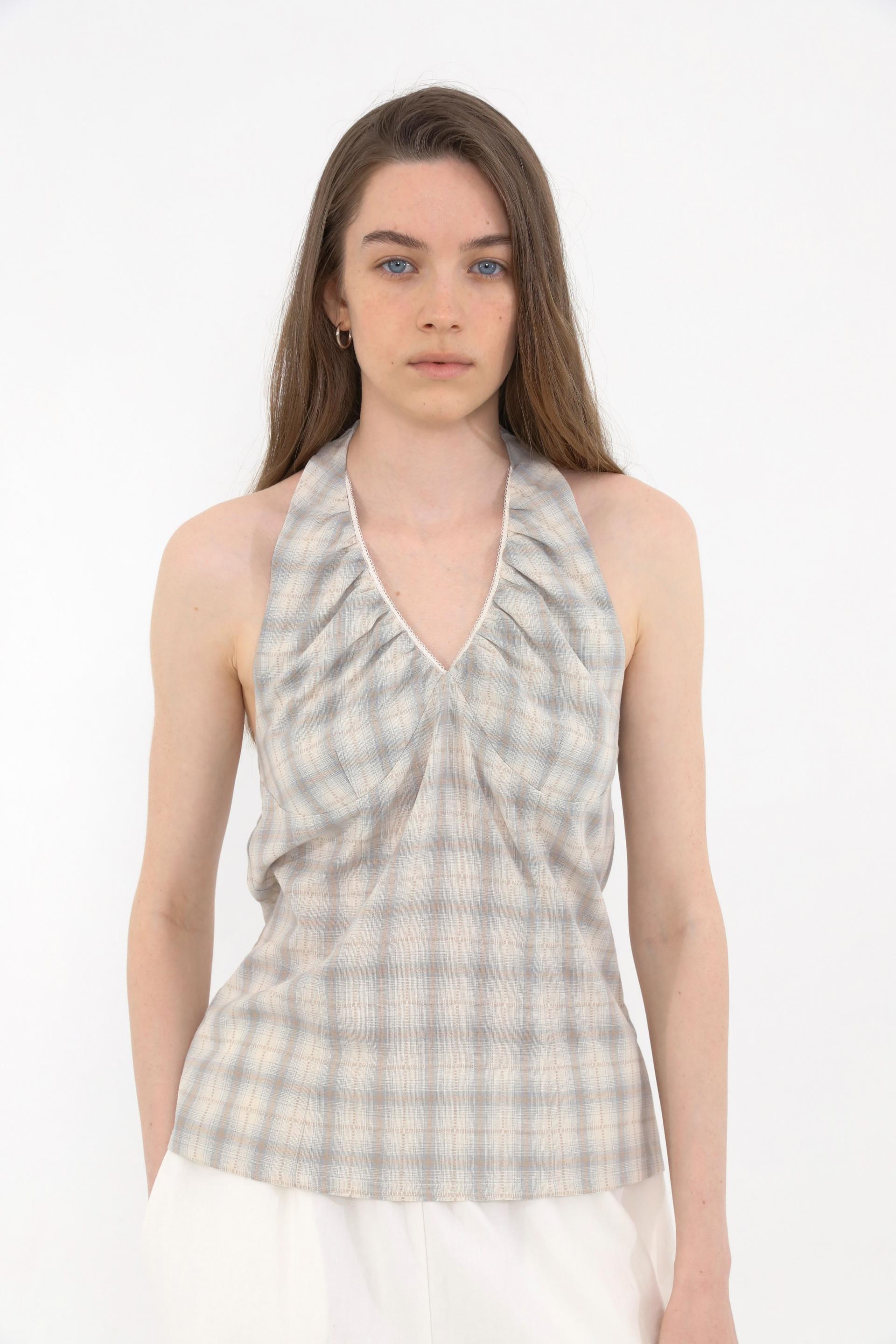 Plaid Halterneck Blouse [Checked]