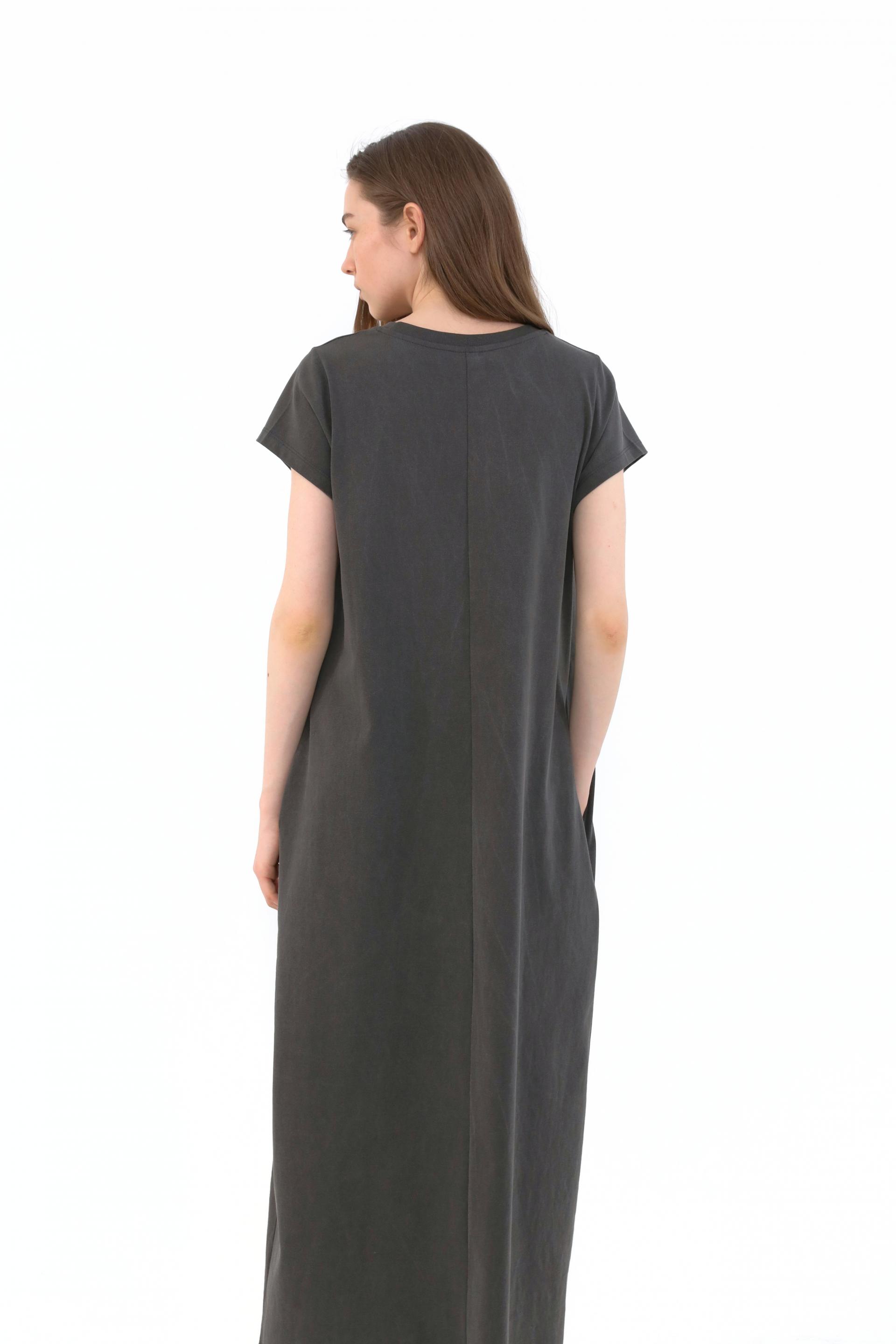 Margarine Pigment Cotton Dress [Charcoal]