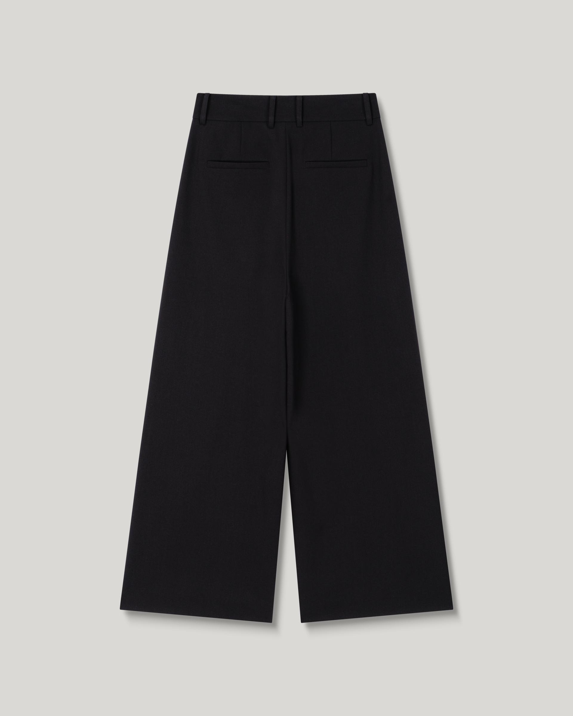 Grove Wool Wide Slacks [Black]