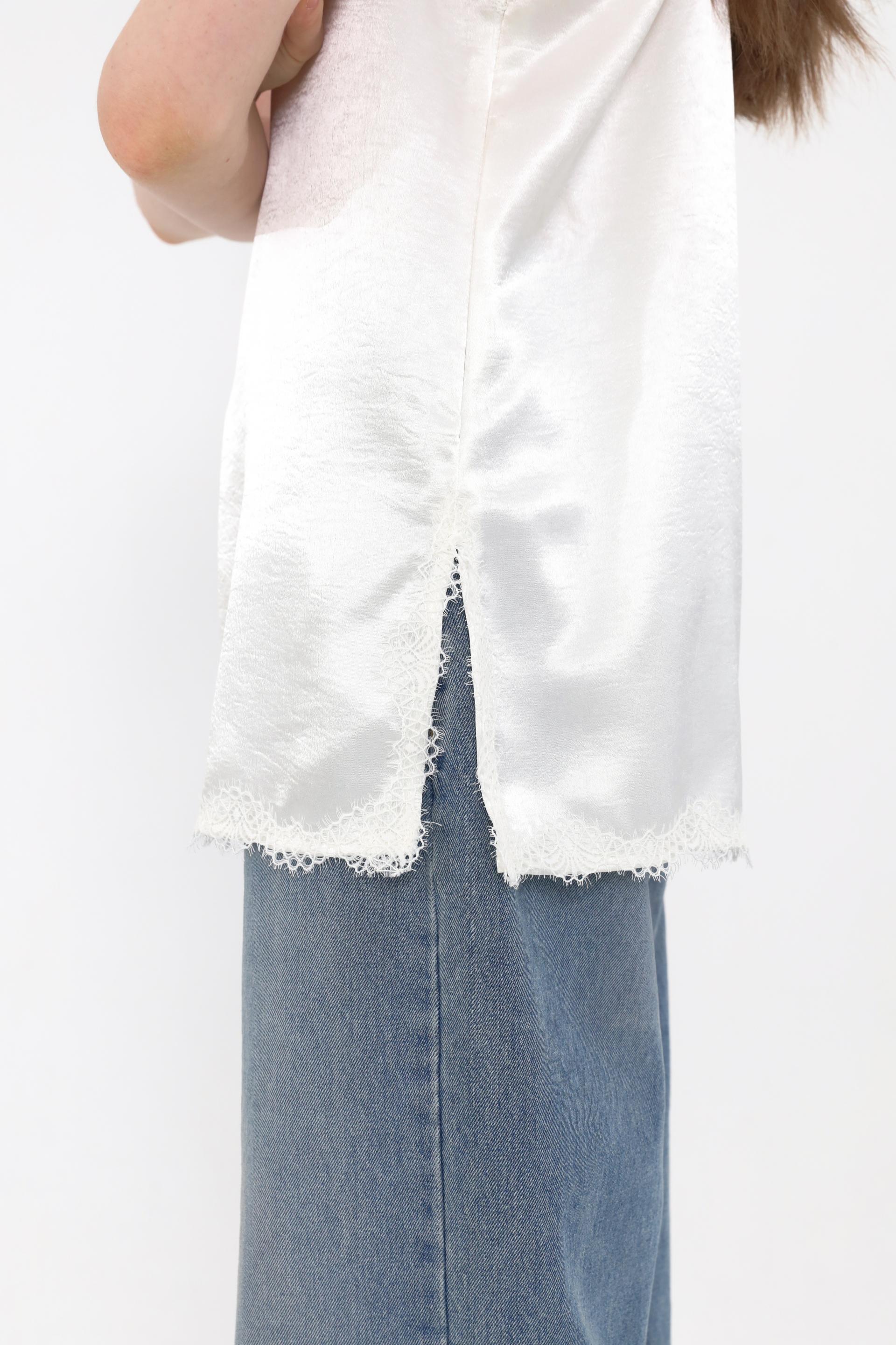 Lace Satin Slip Camisole [Ivory]
