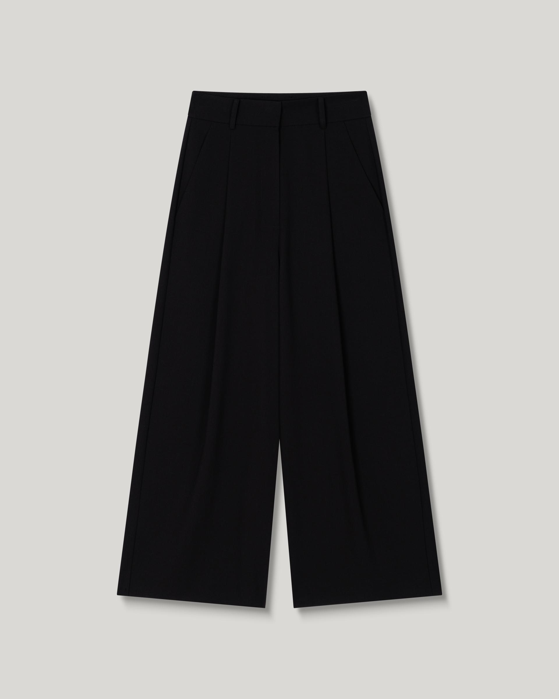 Grove Wool Wide Slacks [Black]