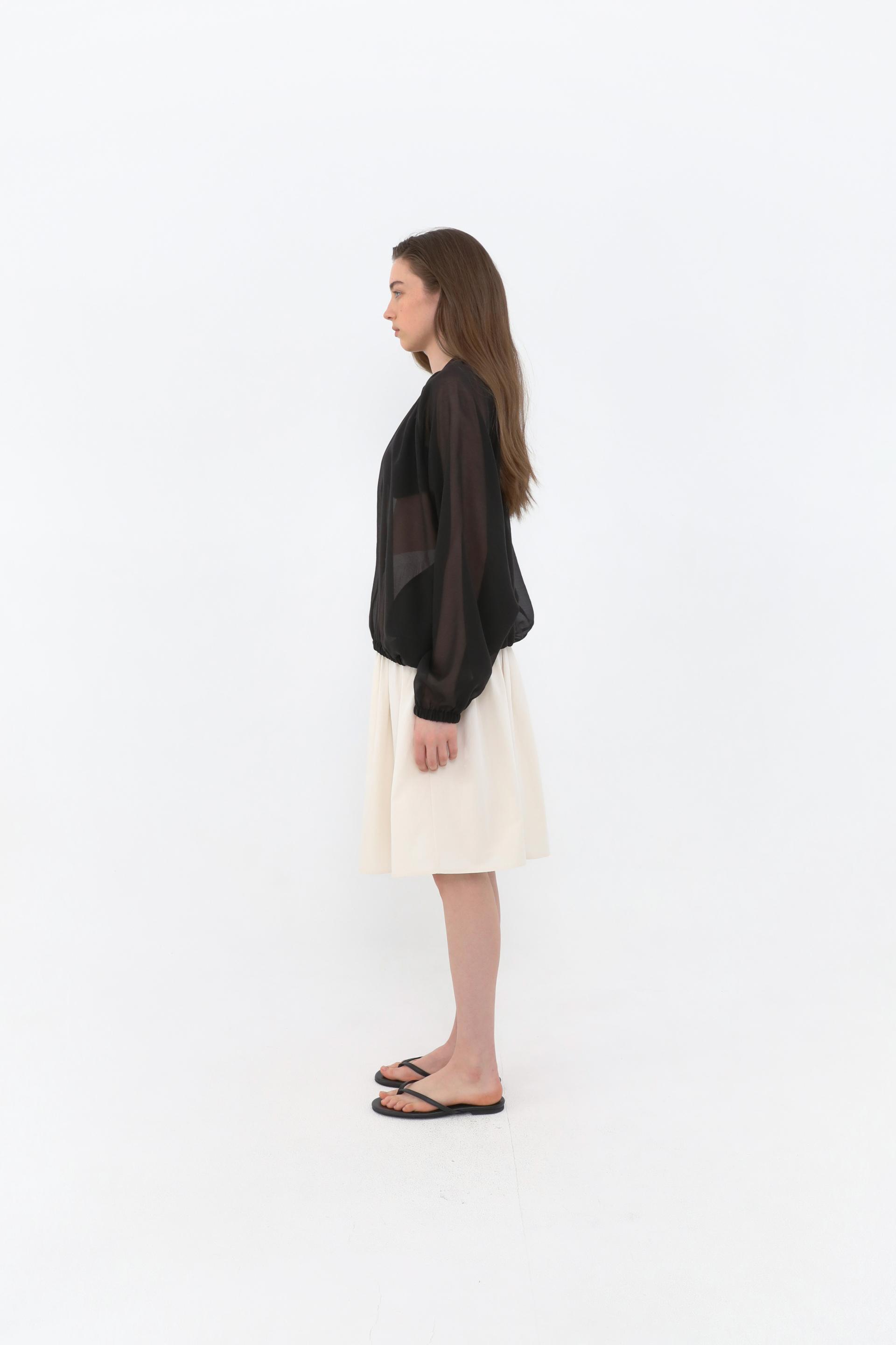 Brill Sheer Shirring Jumper [Black]