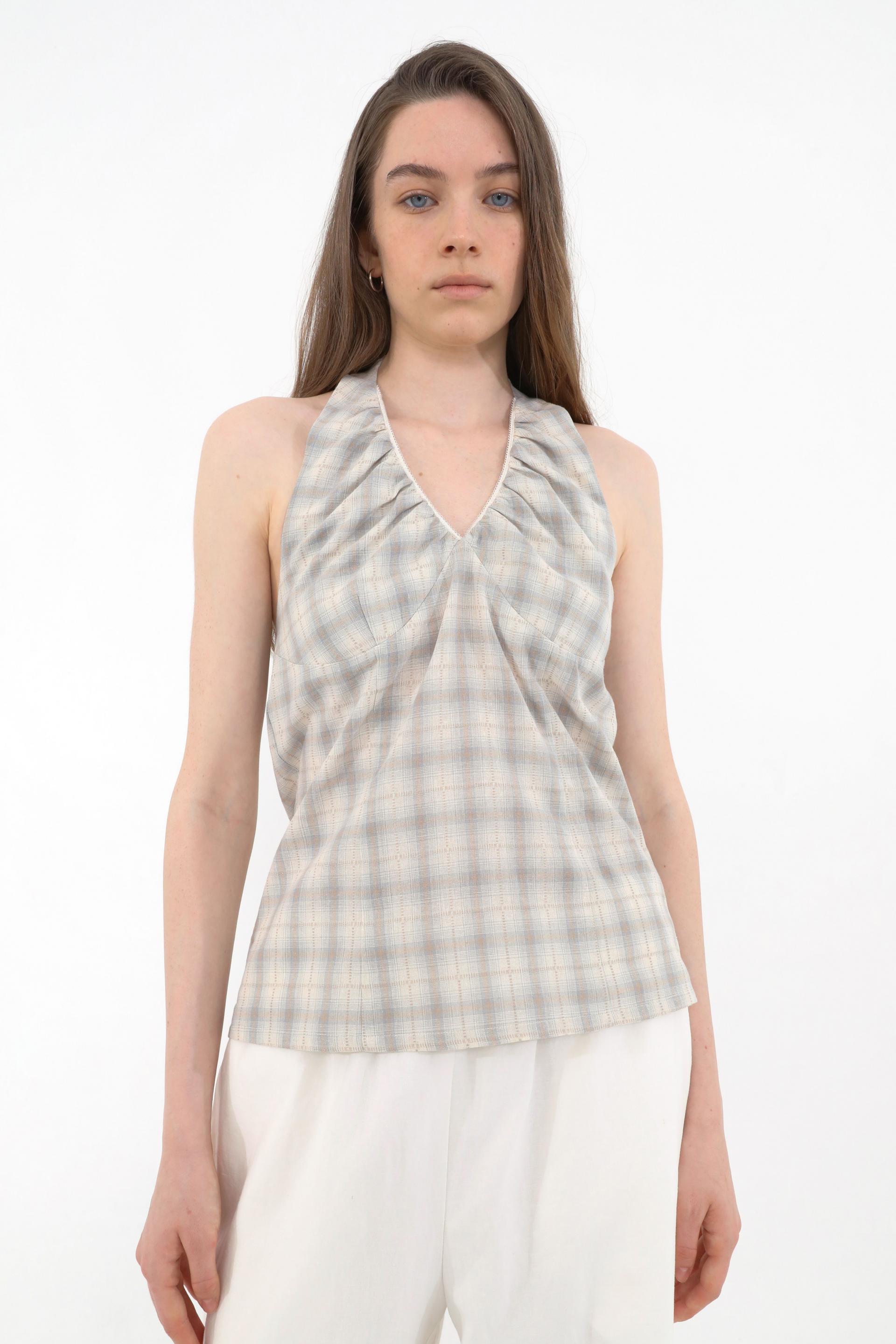 Plaid Halterneck Blouse [Checked]
