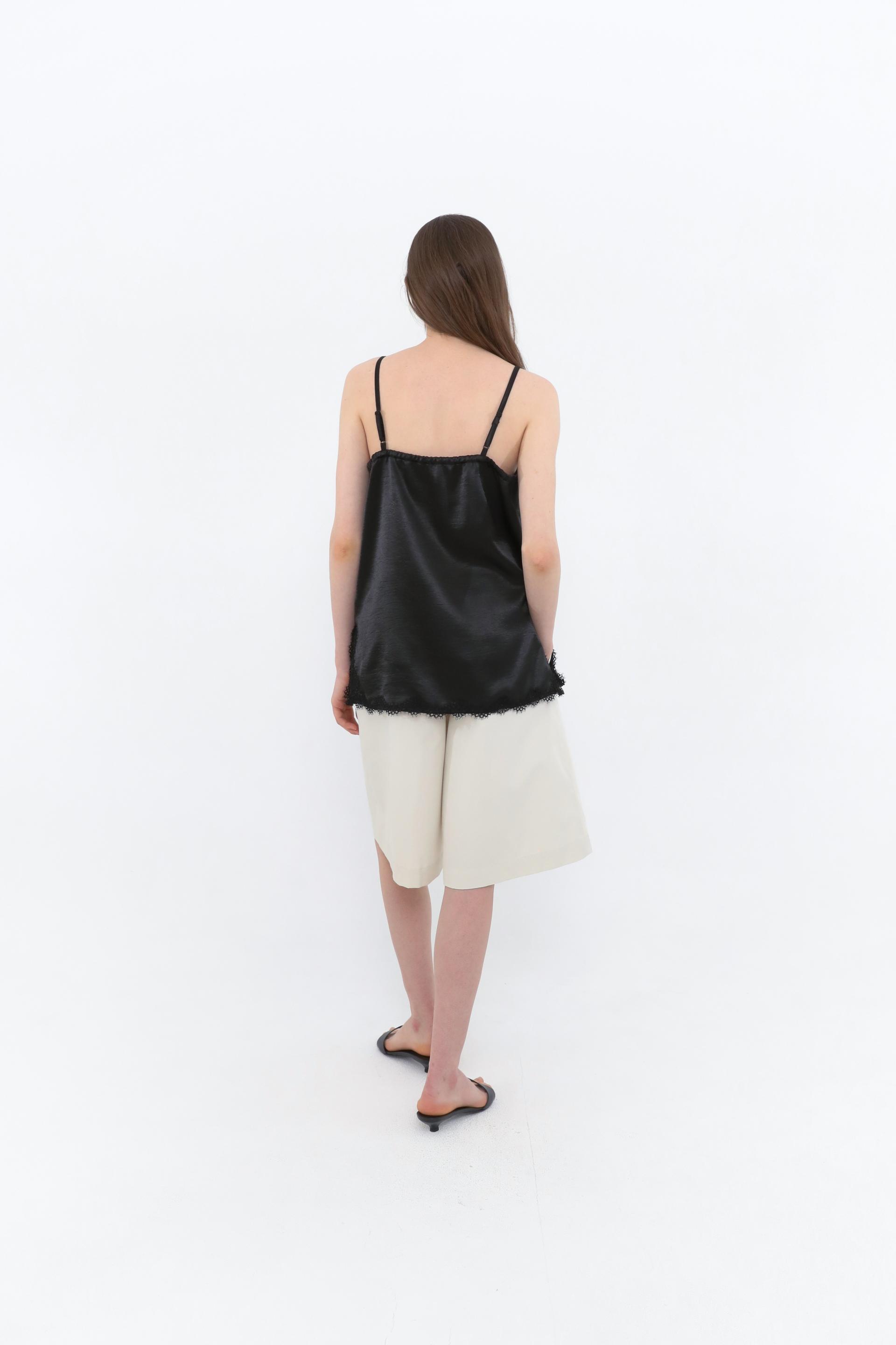 Lace Satin Slip Camisole [Black]