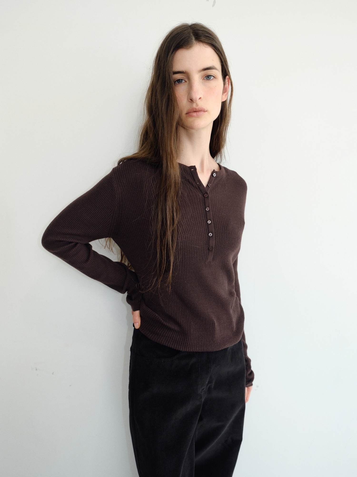 Hale Henley Knit [Brown]