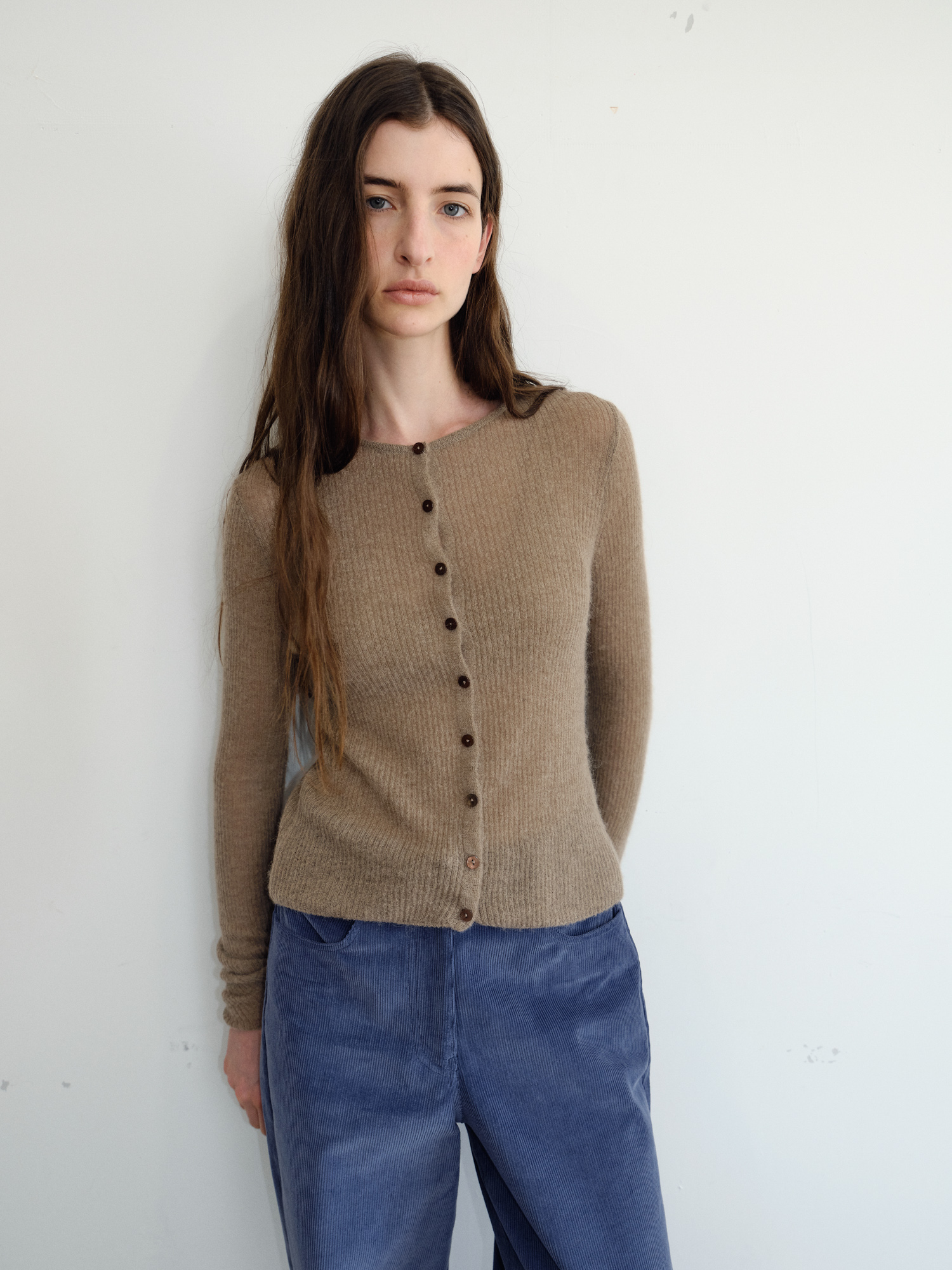 Elio Wool Knit Cardigan [Brown]