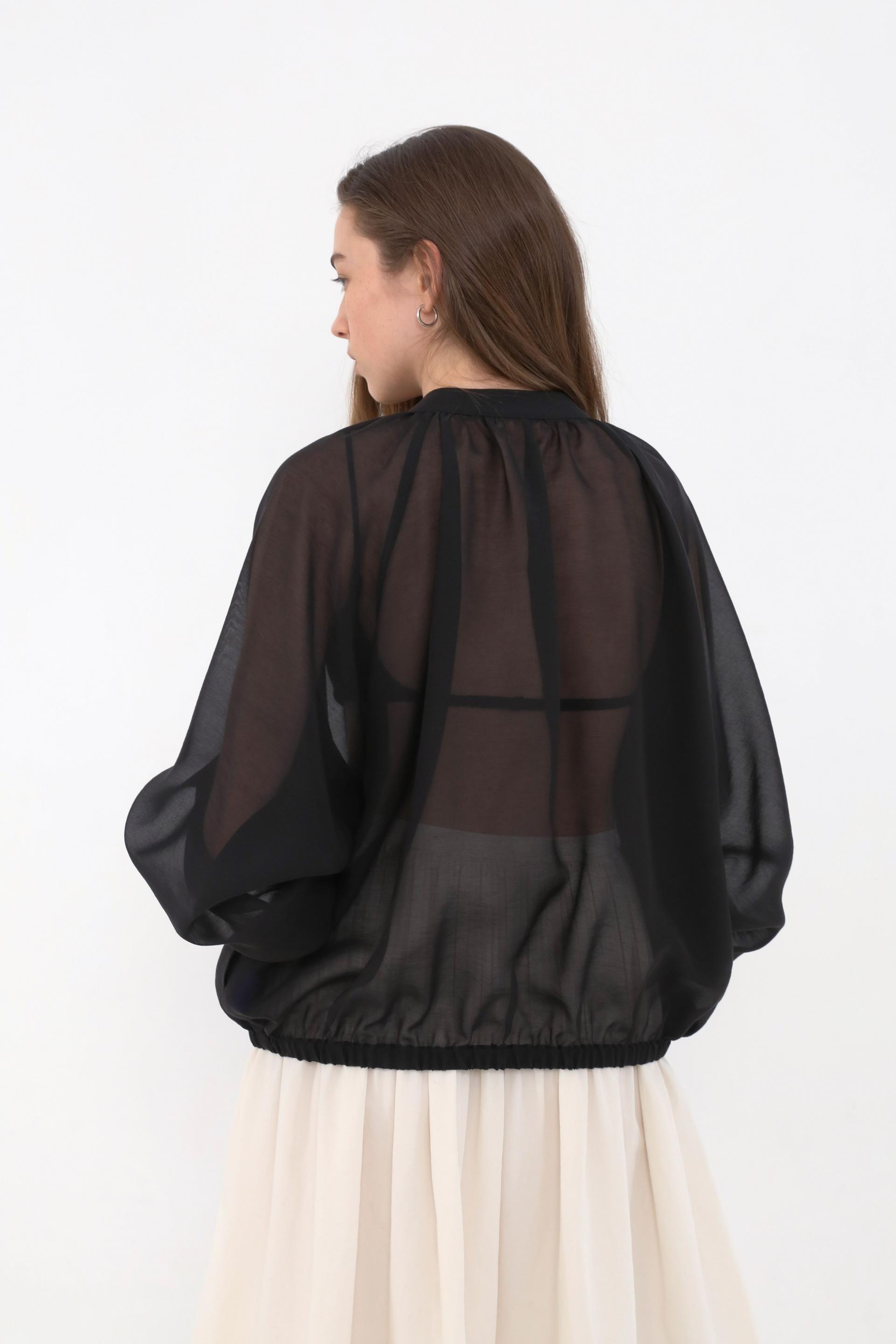 Brill Sheer Shirring Jumper [Black]