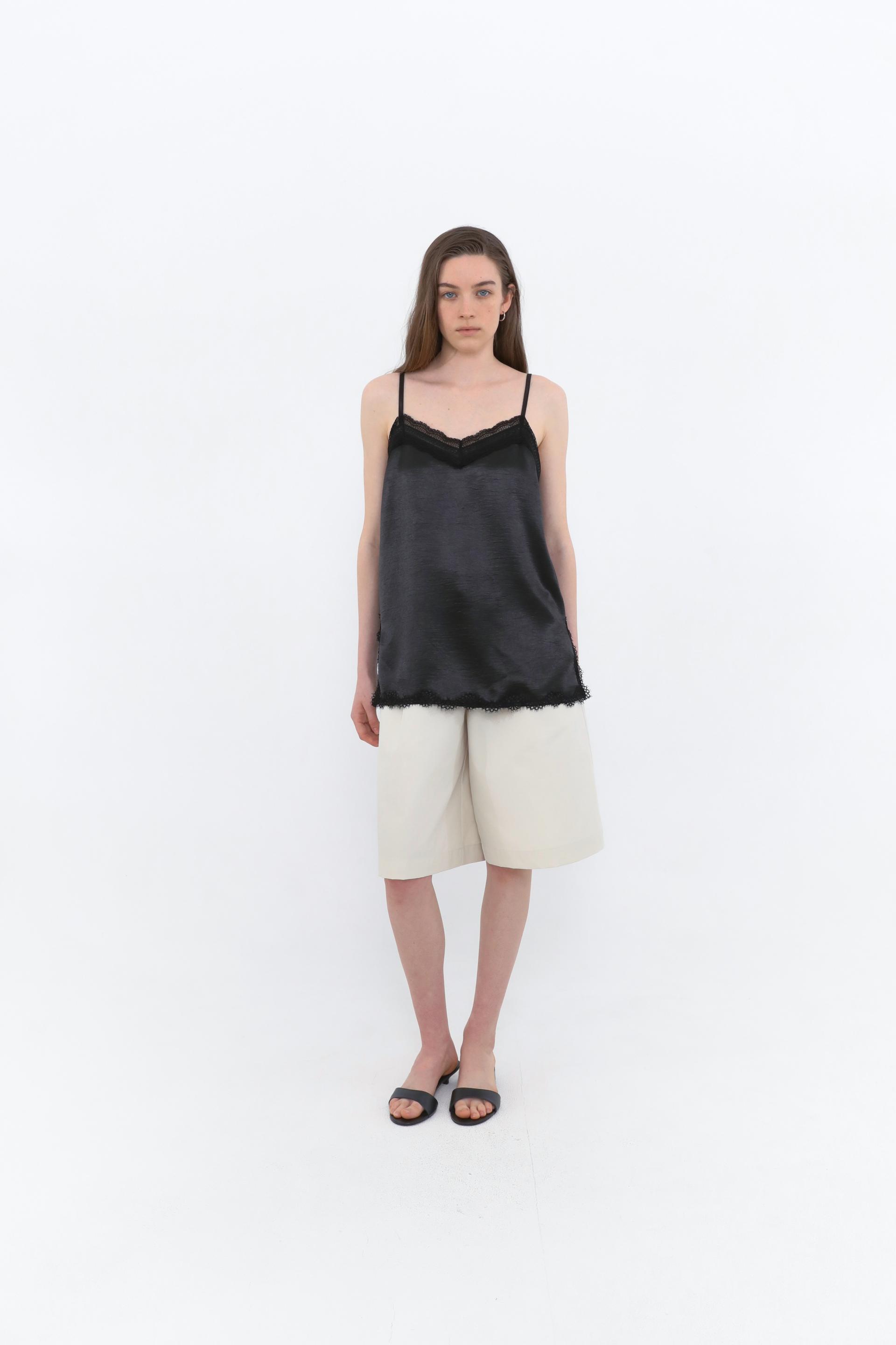 Lace Satin Slip Camisole [Black]