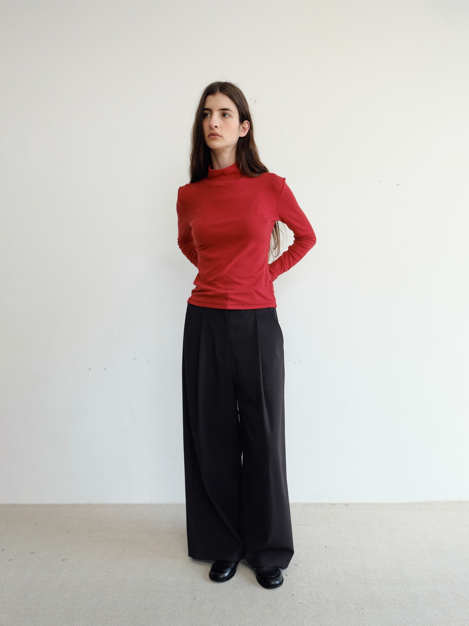 Grove Wool Wide Slacks [Black]