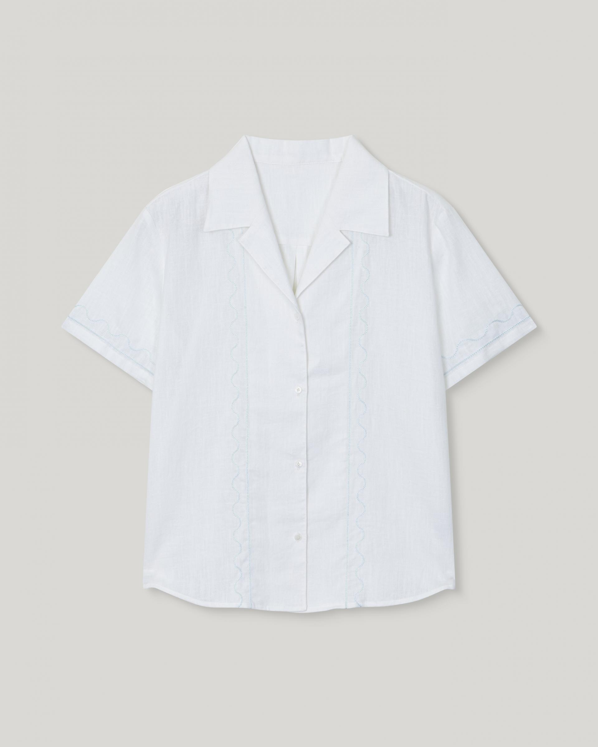 Riel Detail Linen Shirt [Sky Blue]