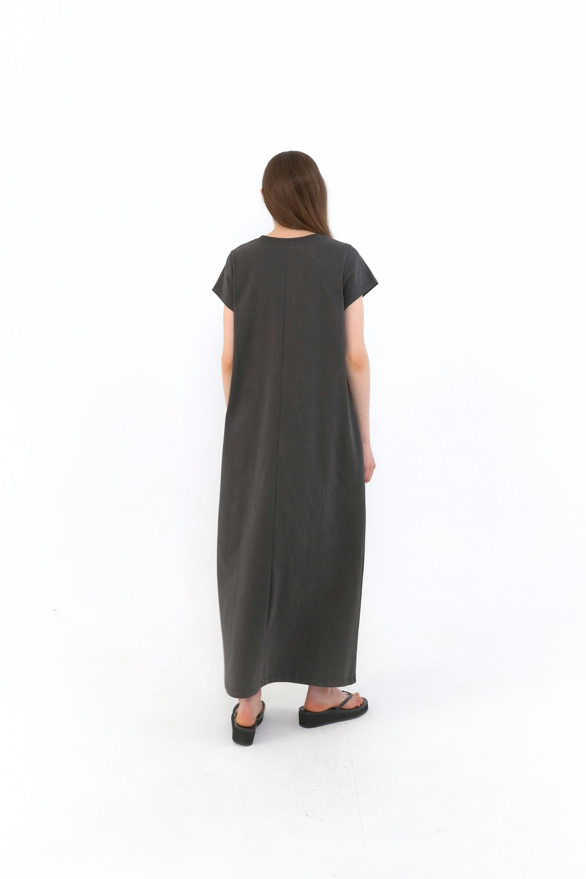 Margarine Pigment Cotton Dress [Charcoal]