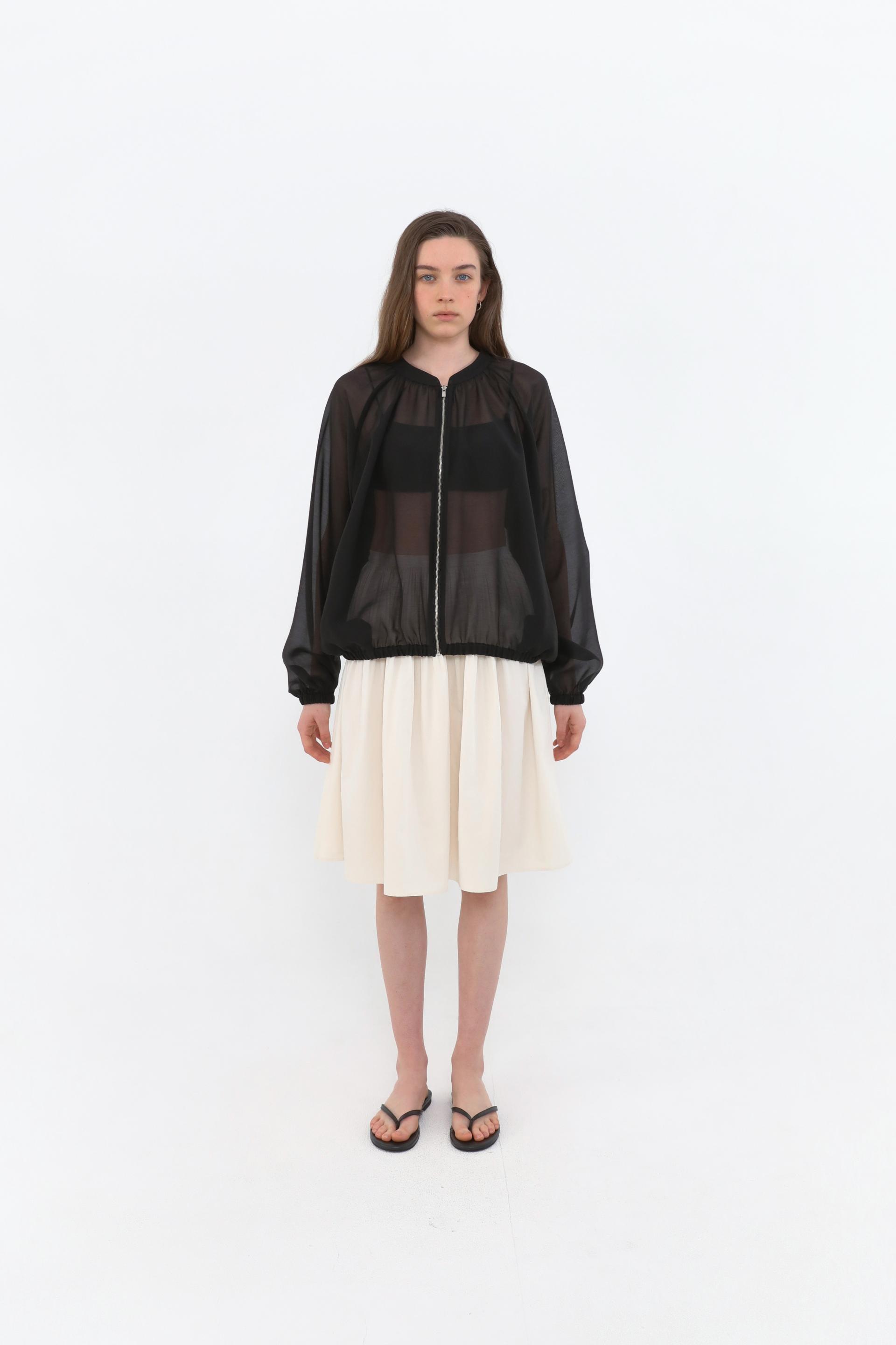 Brill Sheer Shirring Jumper [Black]