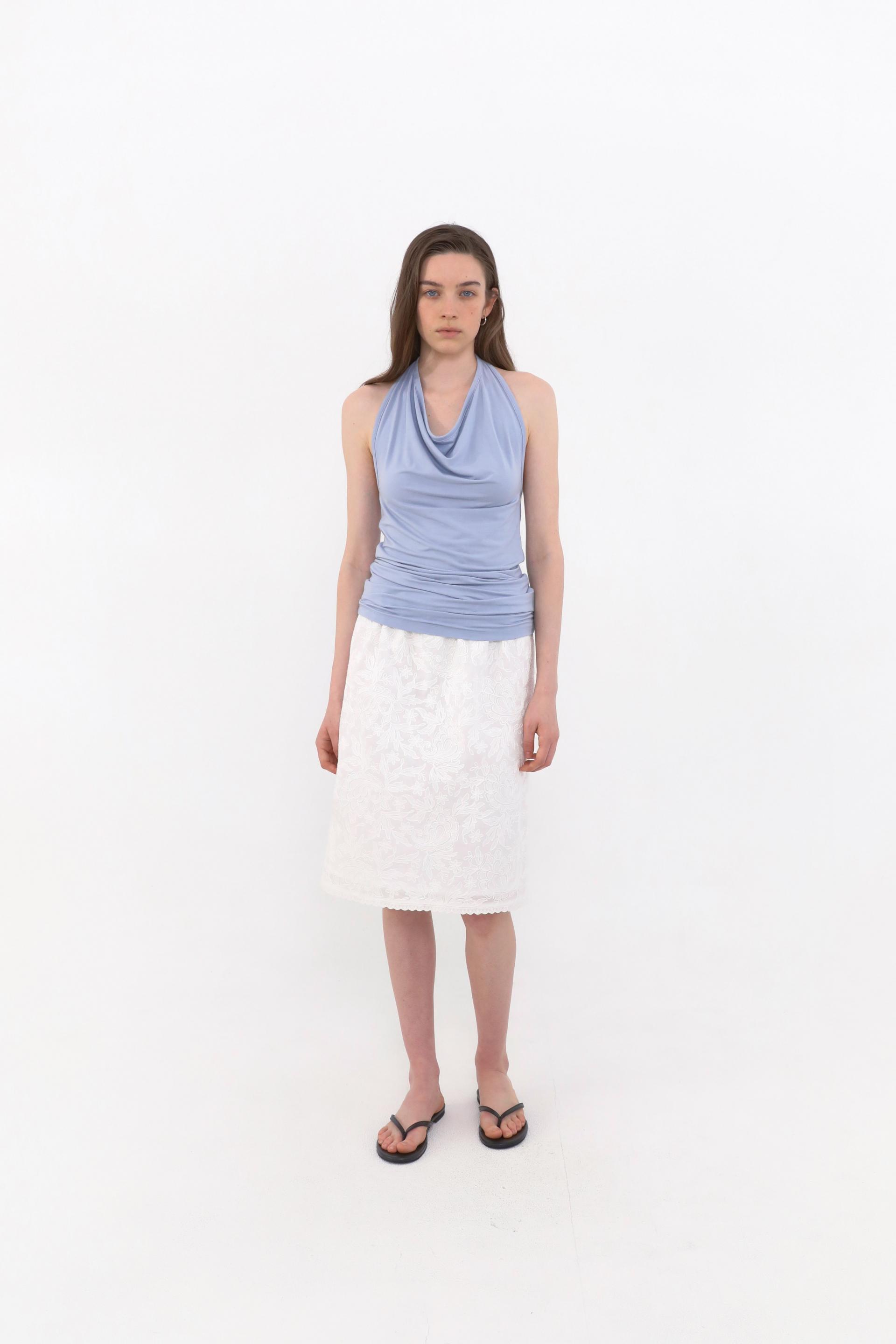 Eyelet Flower Pattern Skirt [Ivory]