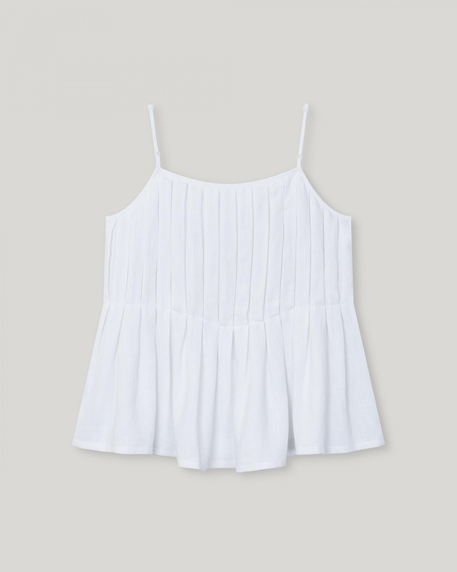 Rosy Pleated Linen Sleeveless [Ivory]