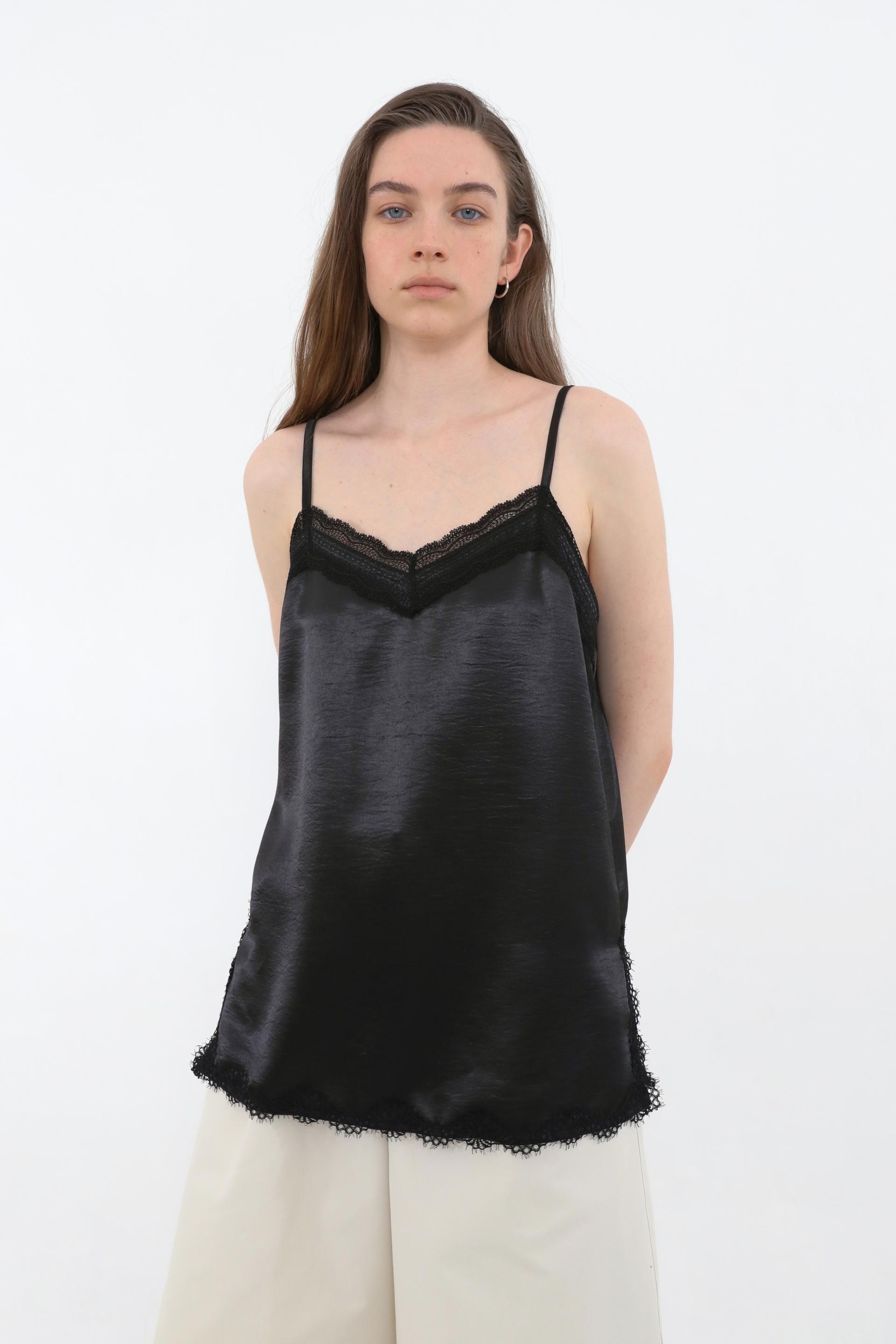 Lace Satin Slip Camisole [Black]