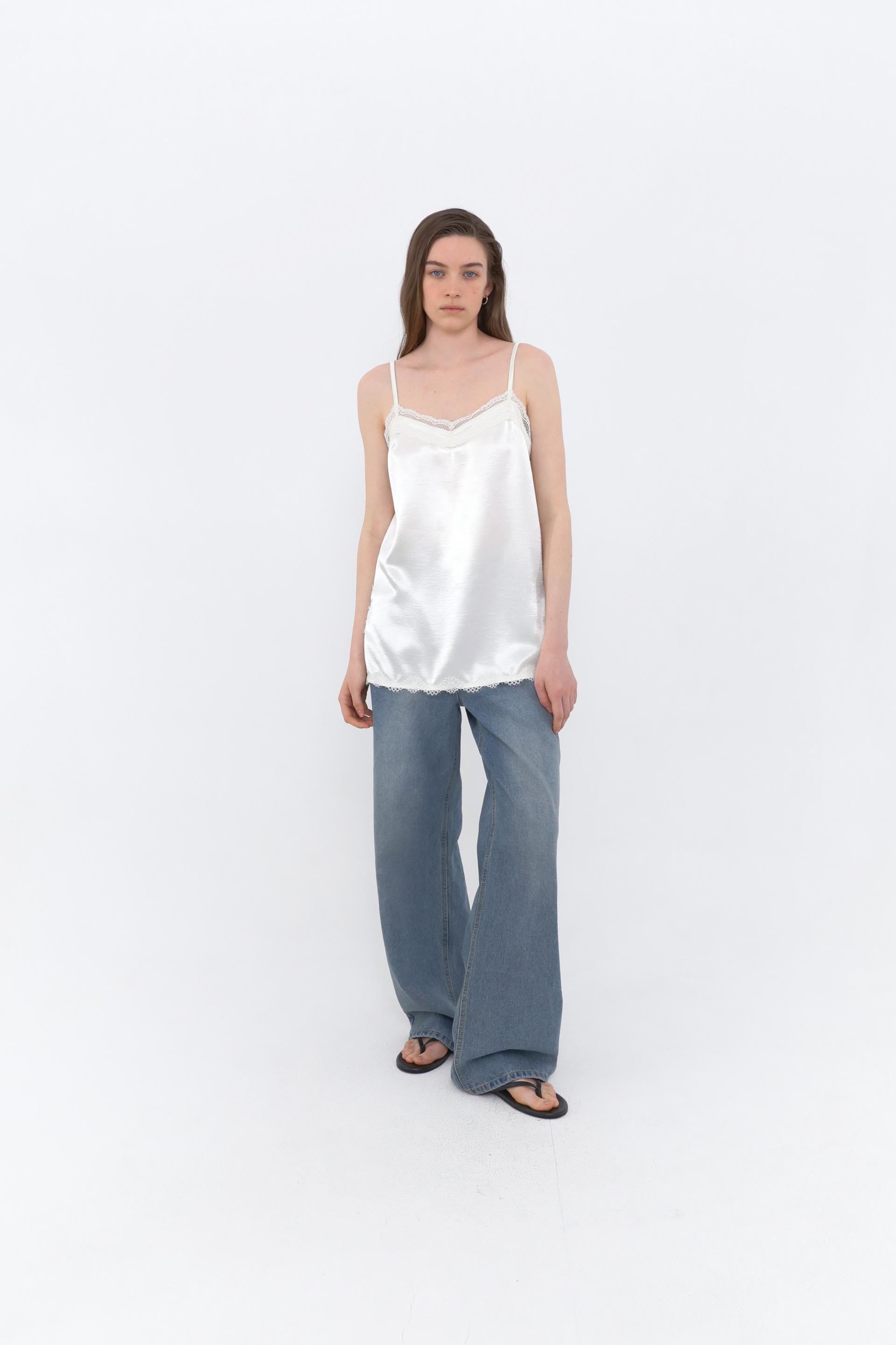 Lace Satin Slip Camisole [Ivory]