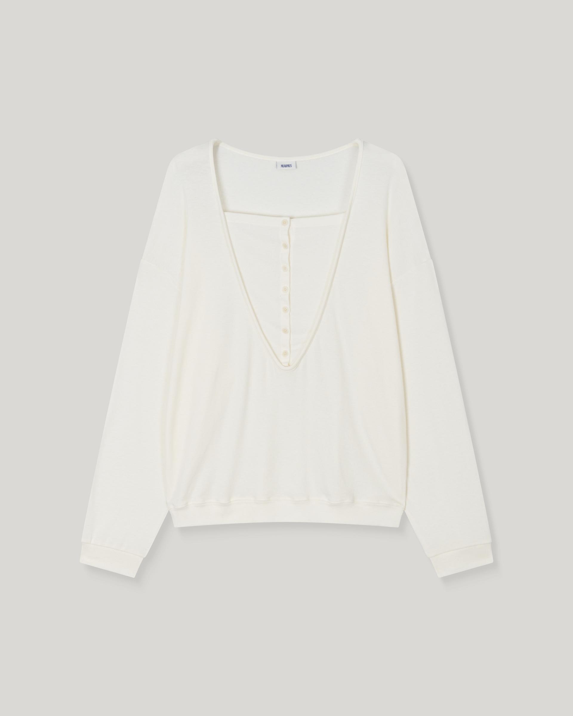 Leno Wool V-neck T-shirt [Ivory]