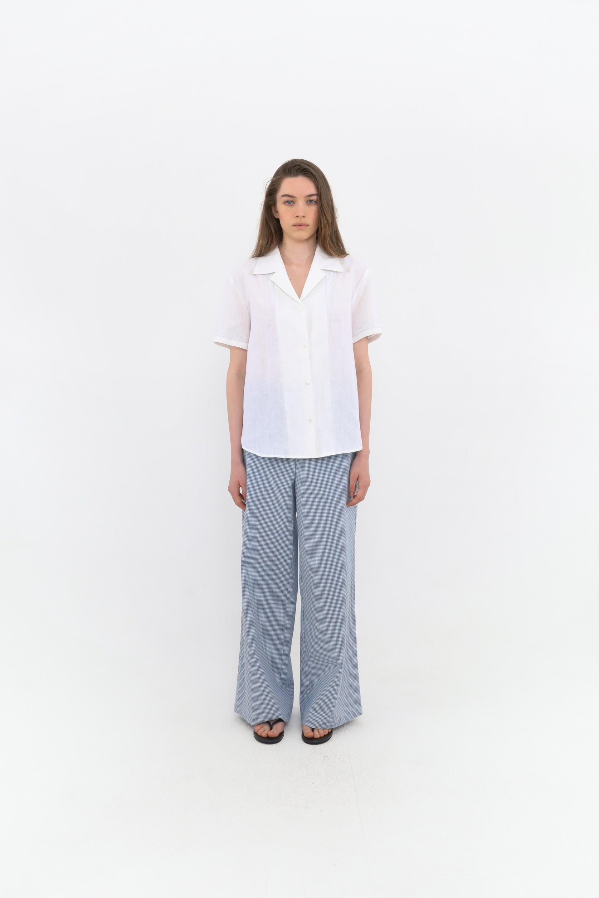 Riel Detail Linen Shirt [Sky Blue]