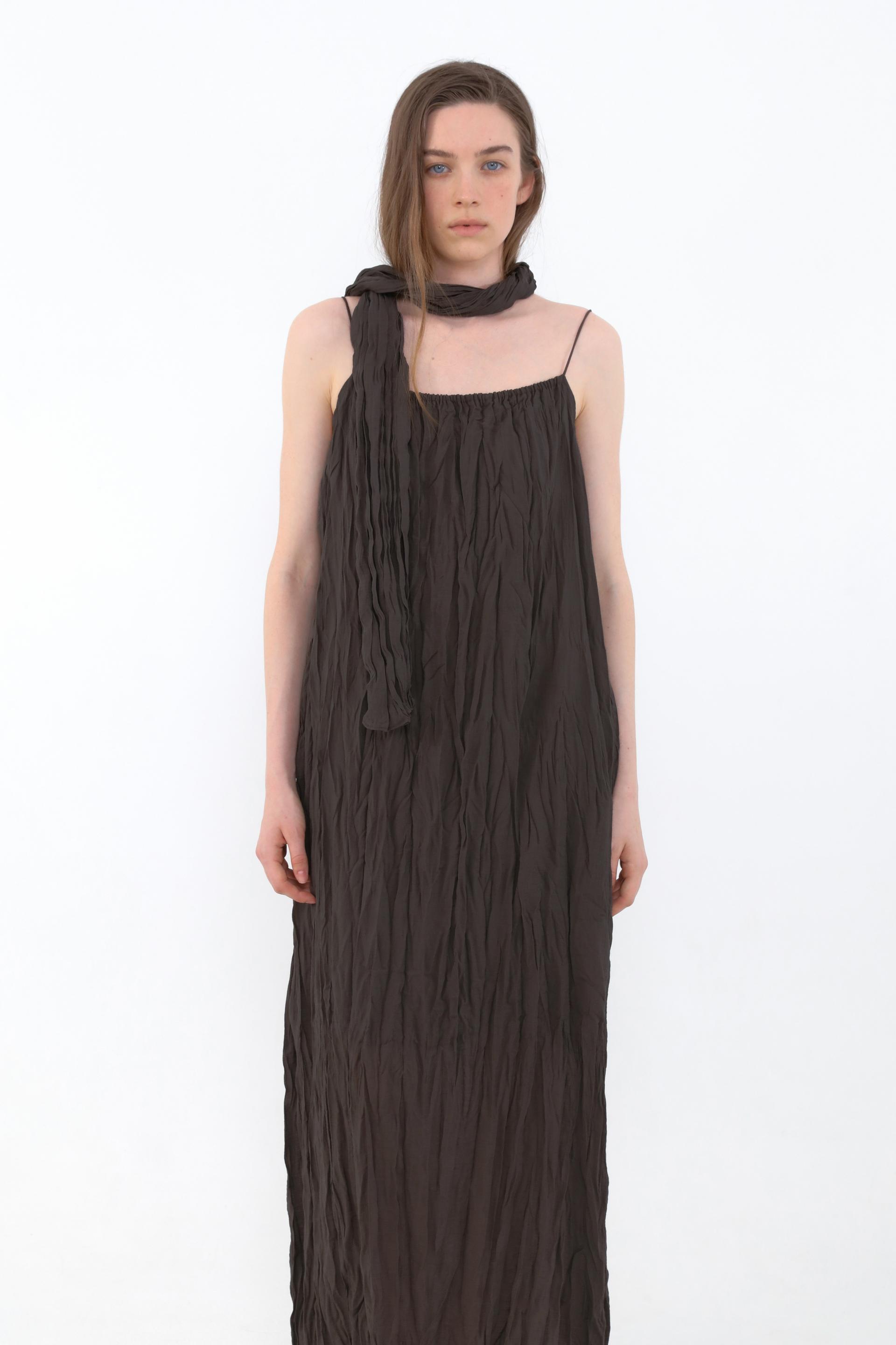 Maren Twist Scarf Dress [Brown]