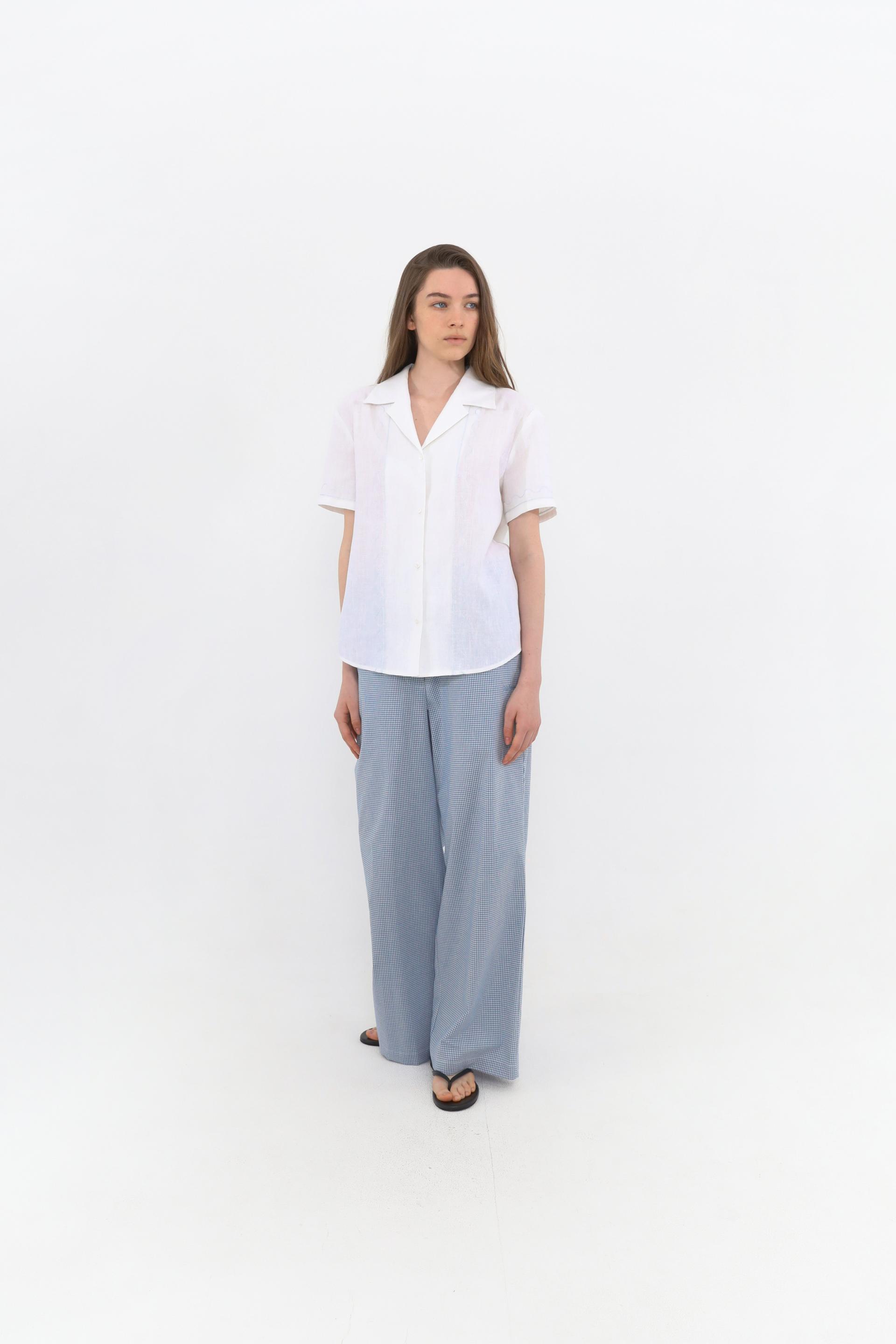 Riel Detail Linen Shirt [Sky Blue]