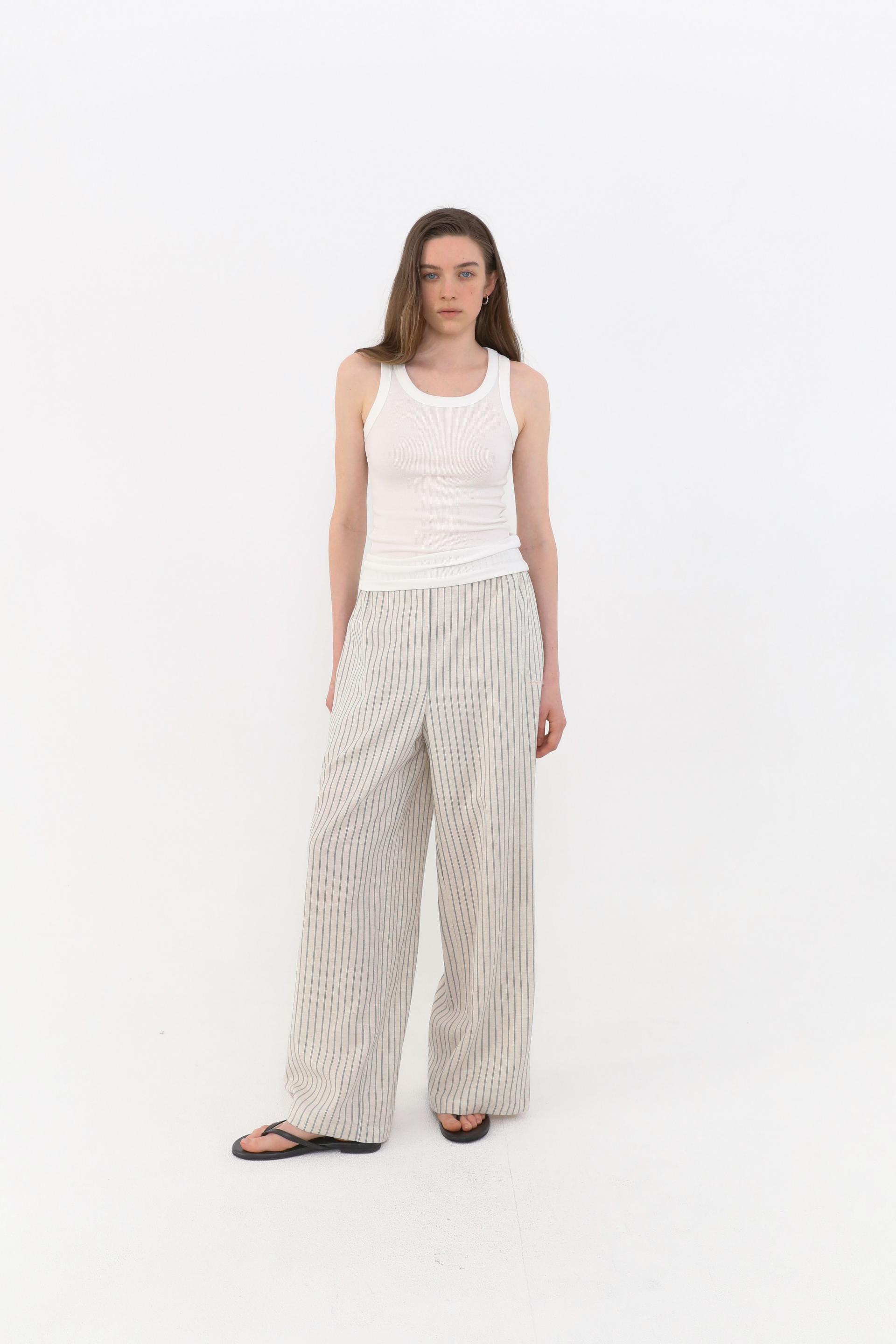 Ver Stripe Linen Pants [Black]