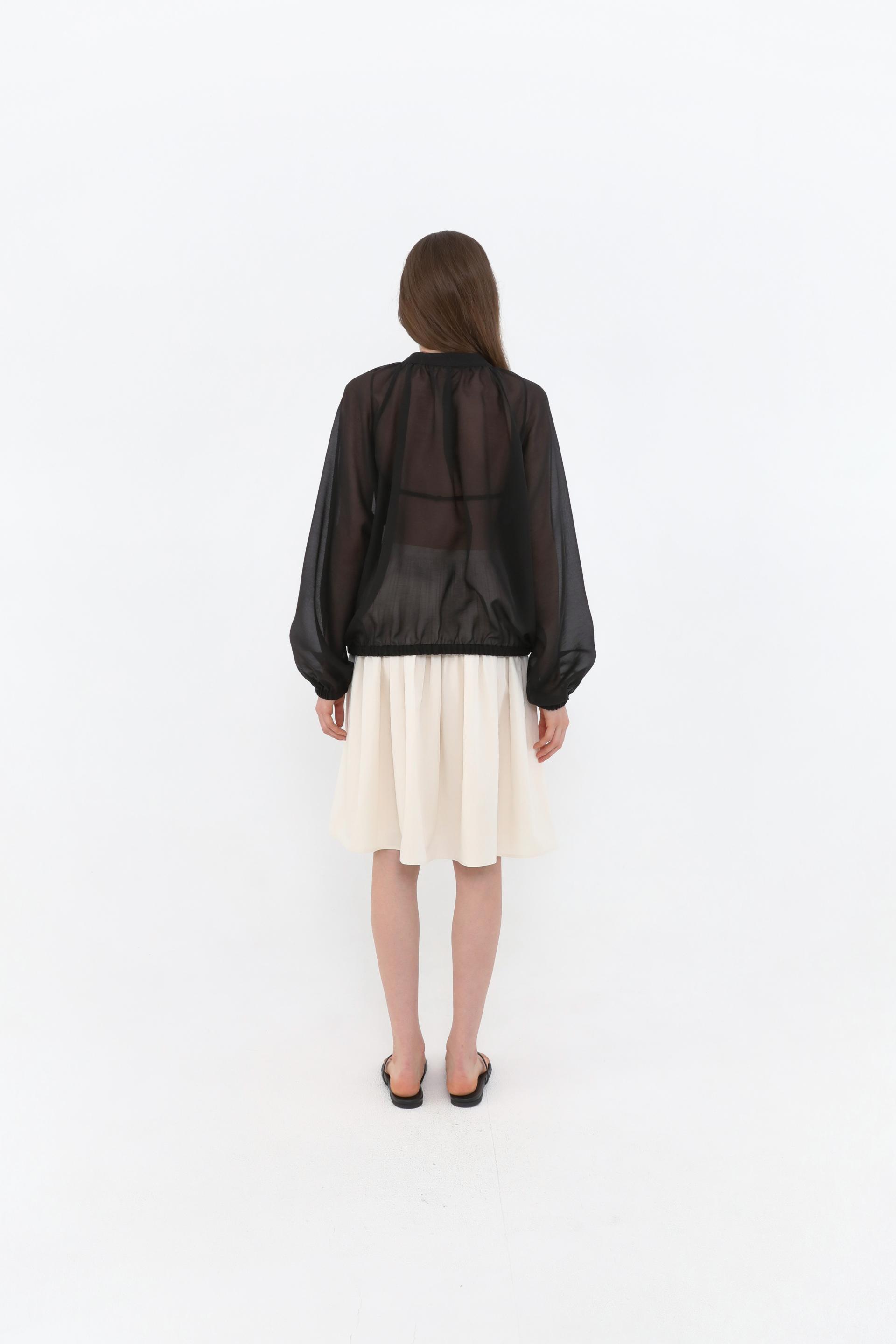 Brill Sheer Shirring Jumper [Black]