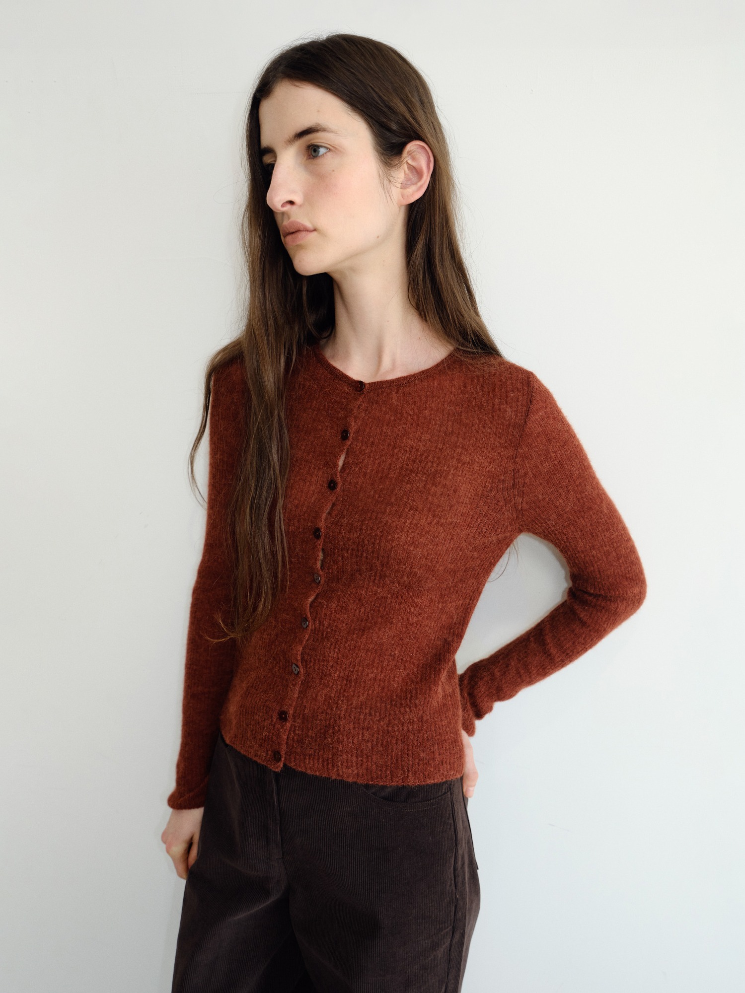 Elio Wool Knit Cardigan [Red]