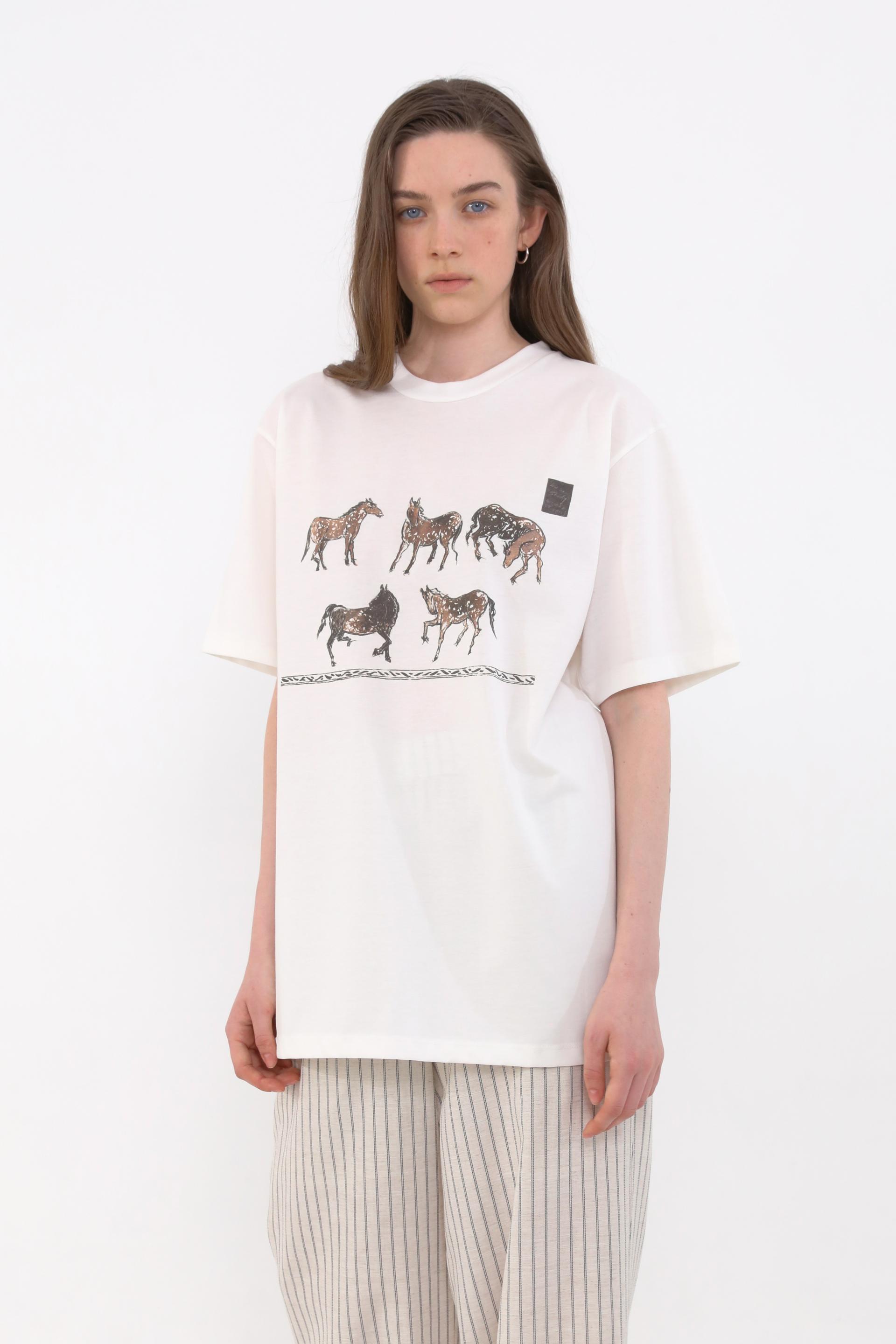 Carla X Horse Drawing T-Shirt [Ivory]