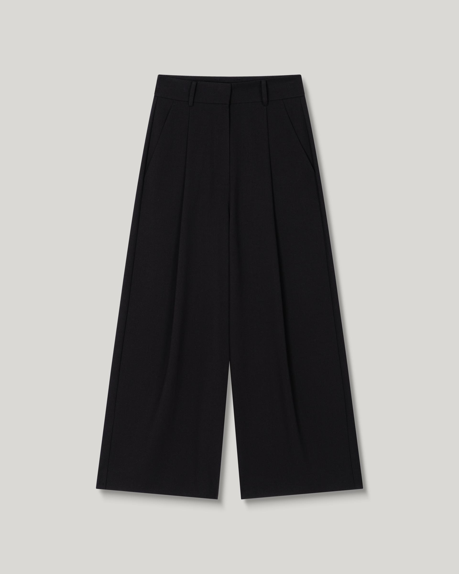 Grove Wool Wide Slacks [Black]